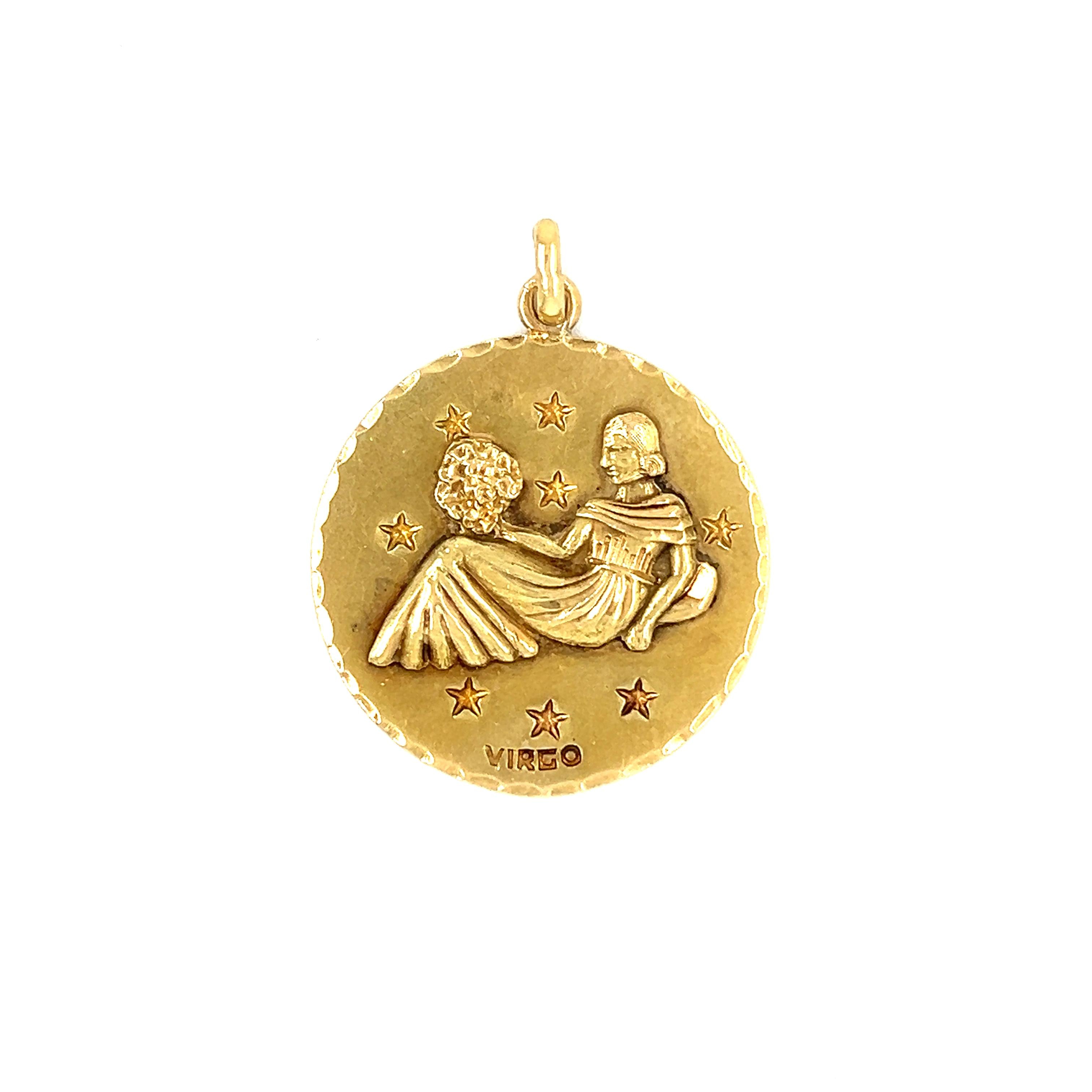 Vintage Zodiac Virgo 14k Gold Charm