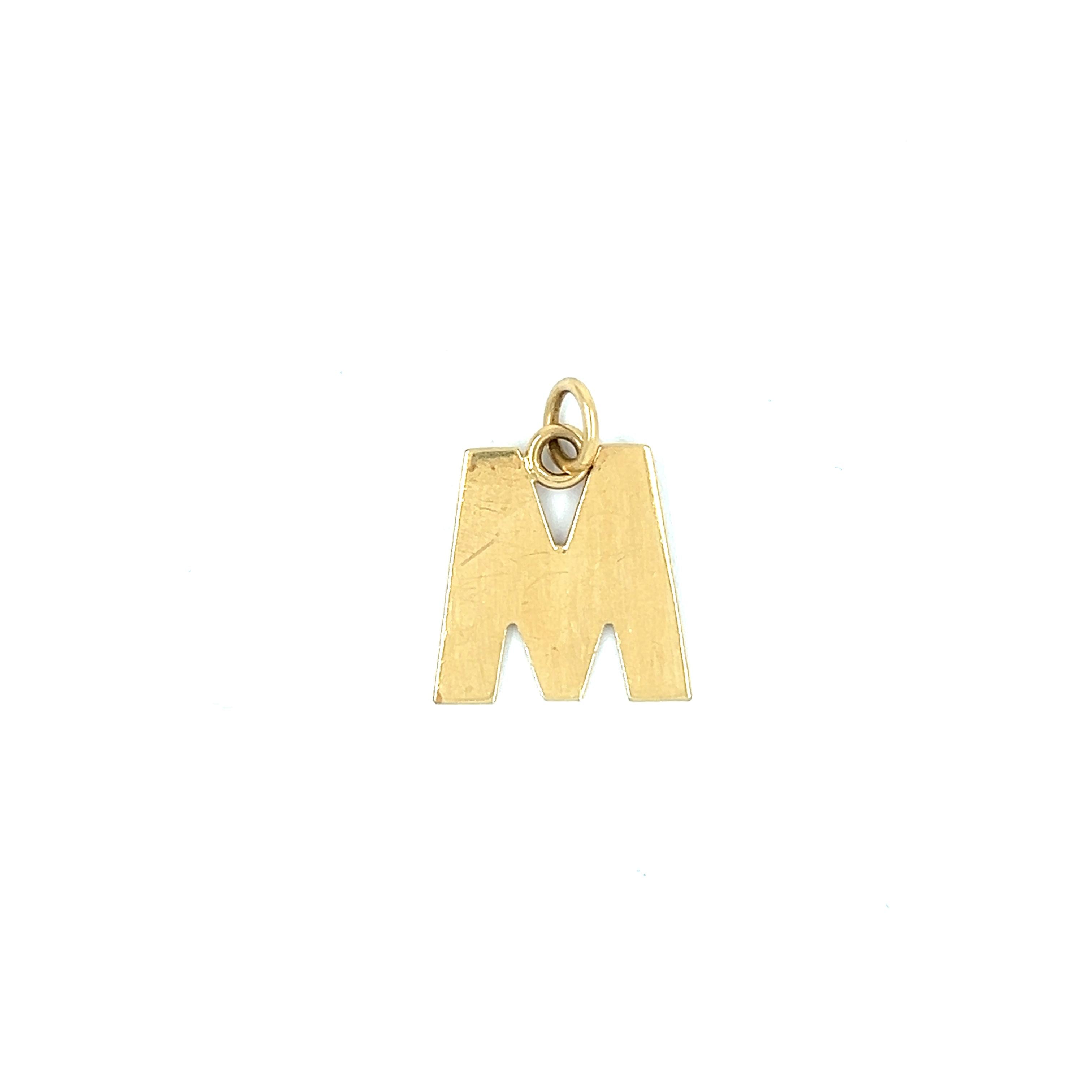 Vintage "M" 14k Gold Charm