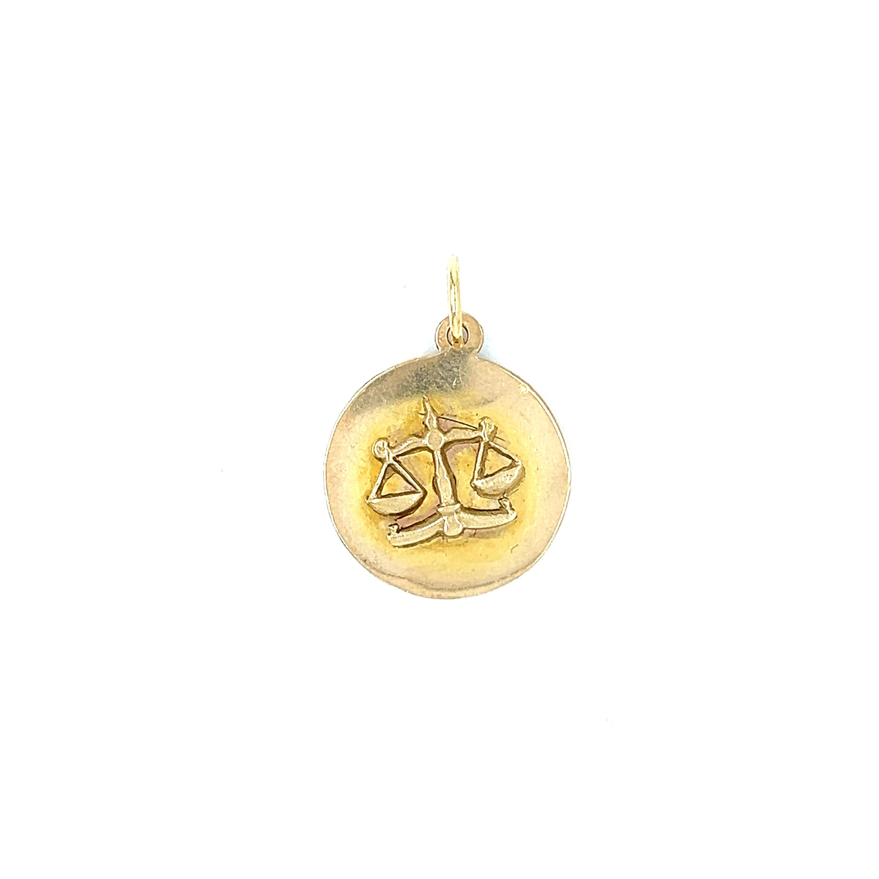 Vintage Zodiac Libra 14k Gold Charm