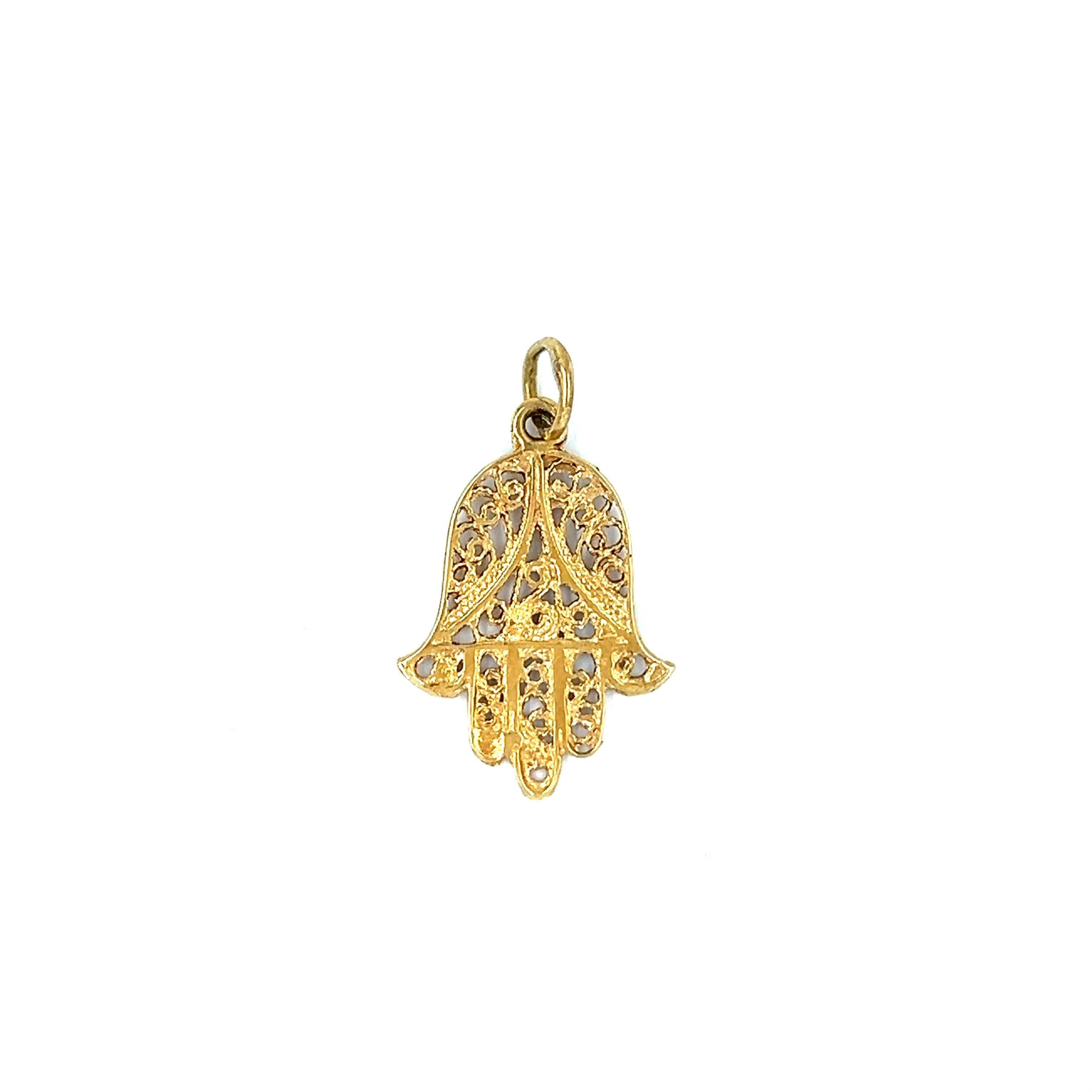 Vintage Hamsa 18k Gold Charm