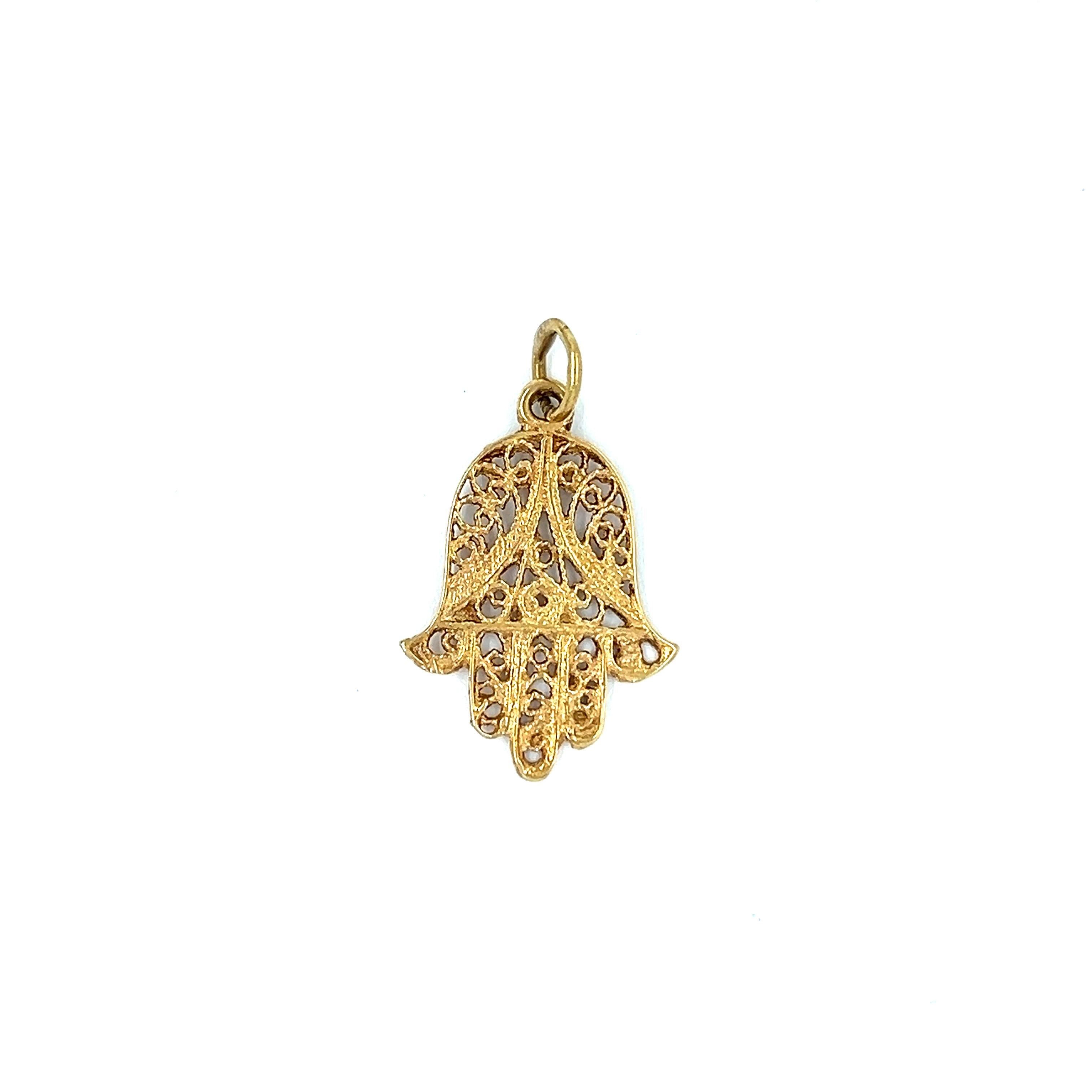 Vintage Hamsa 18k Gold Charm