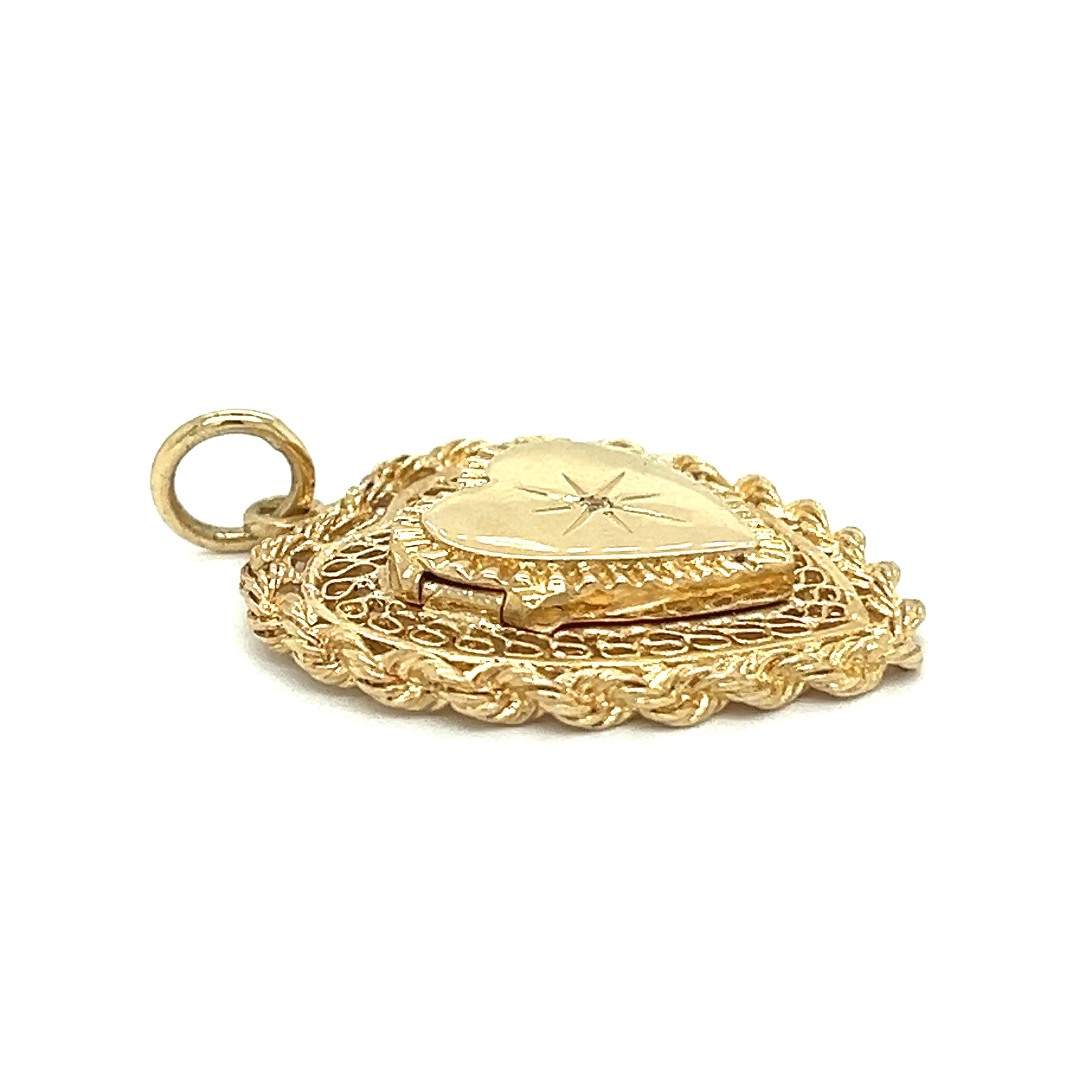 Vintage Diamond Heart 14k Gold Locket