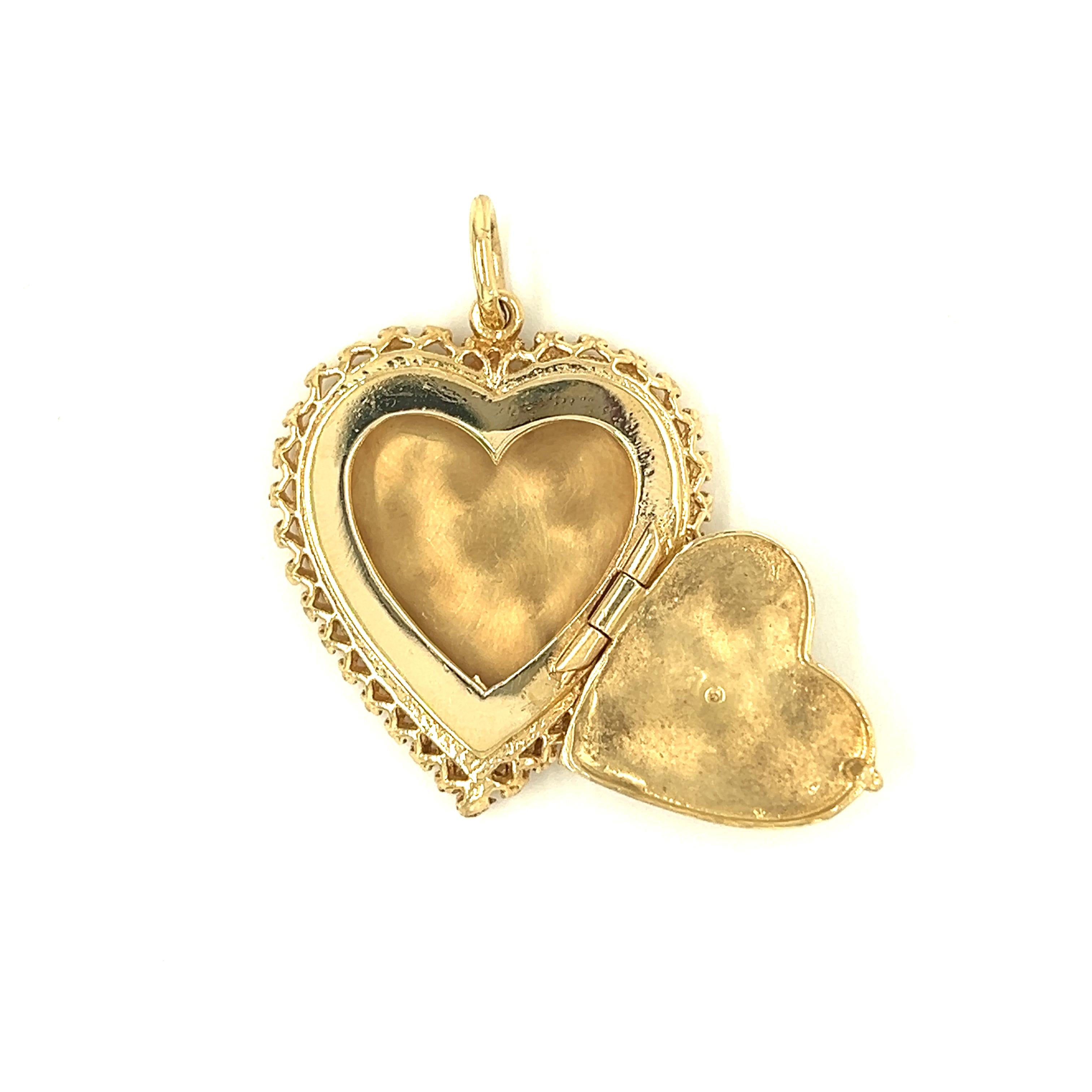 Vintage Diamond Heart 14k Gold Locket