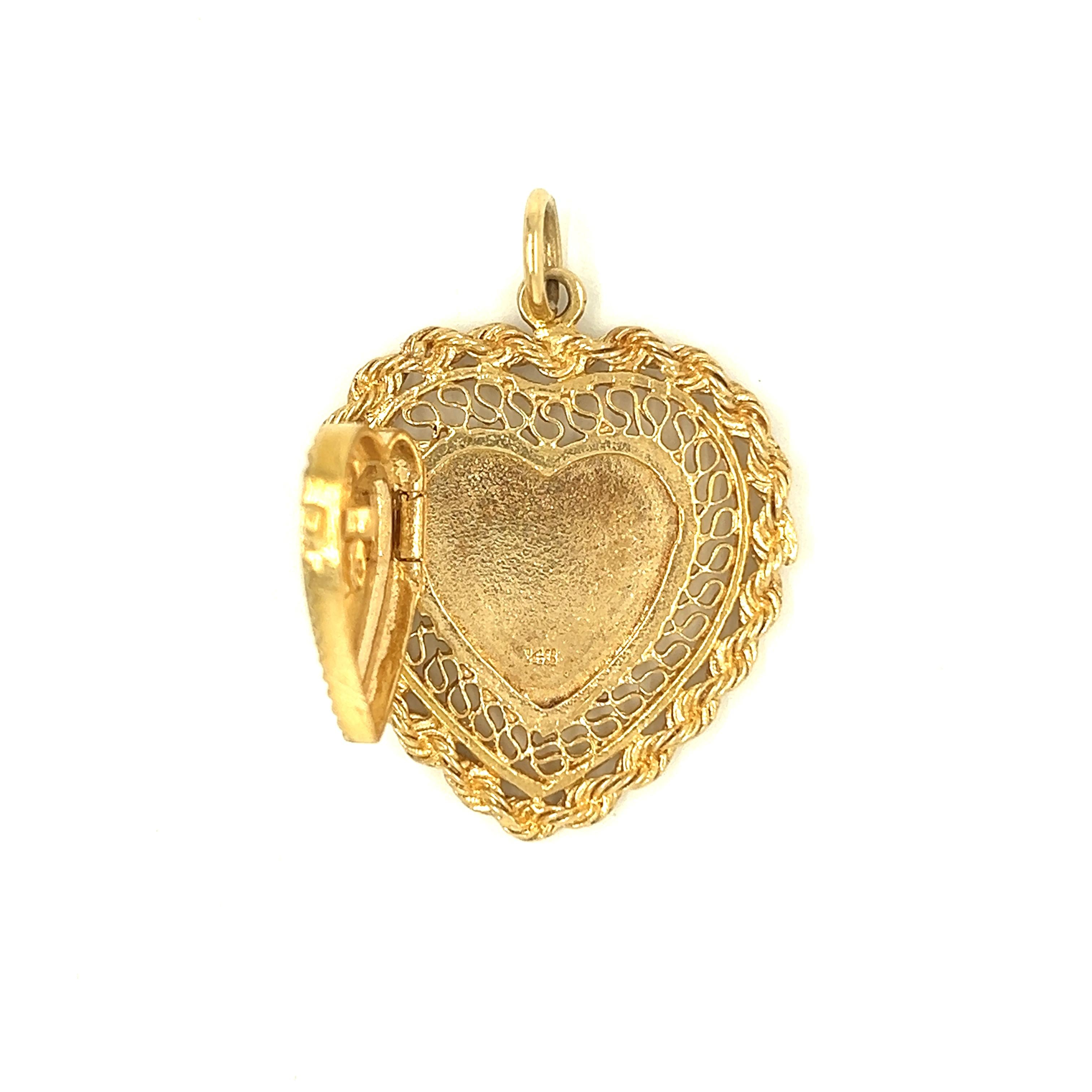 Vintage Diamond Heart 14k Gold Locket