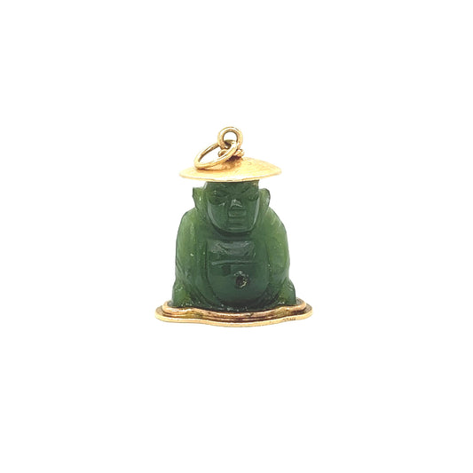 Vintage 14k Gold Jade Buddha Charm