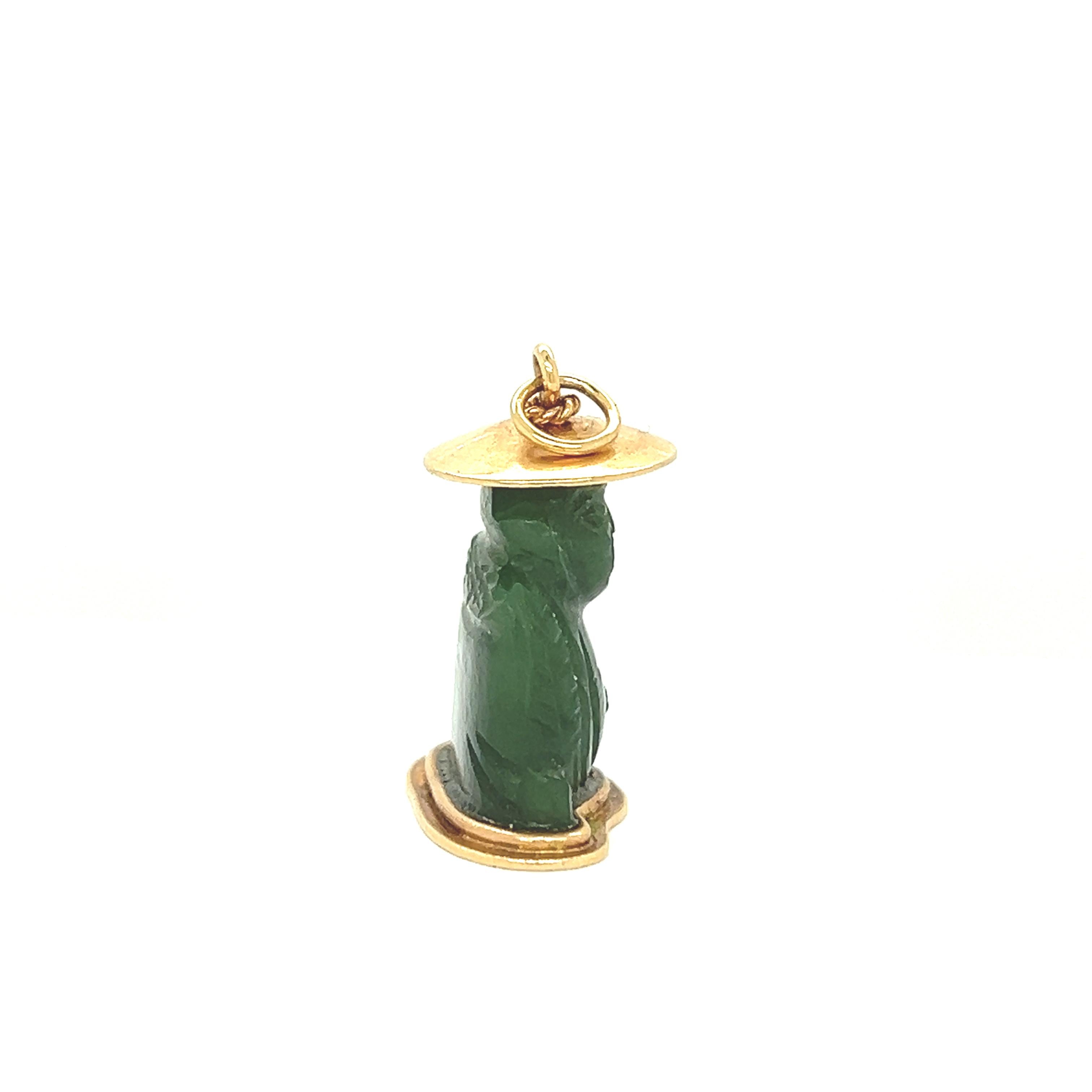 Vintage 14k Gold Jade Buddha Charm