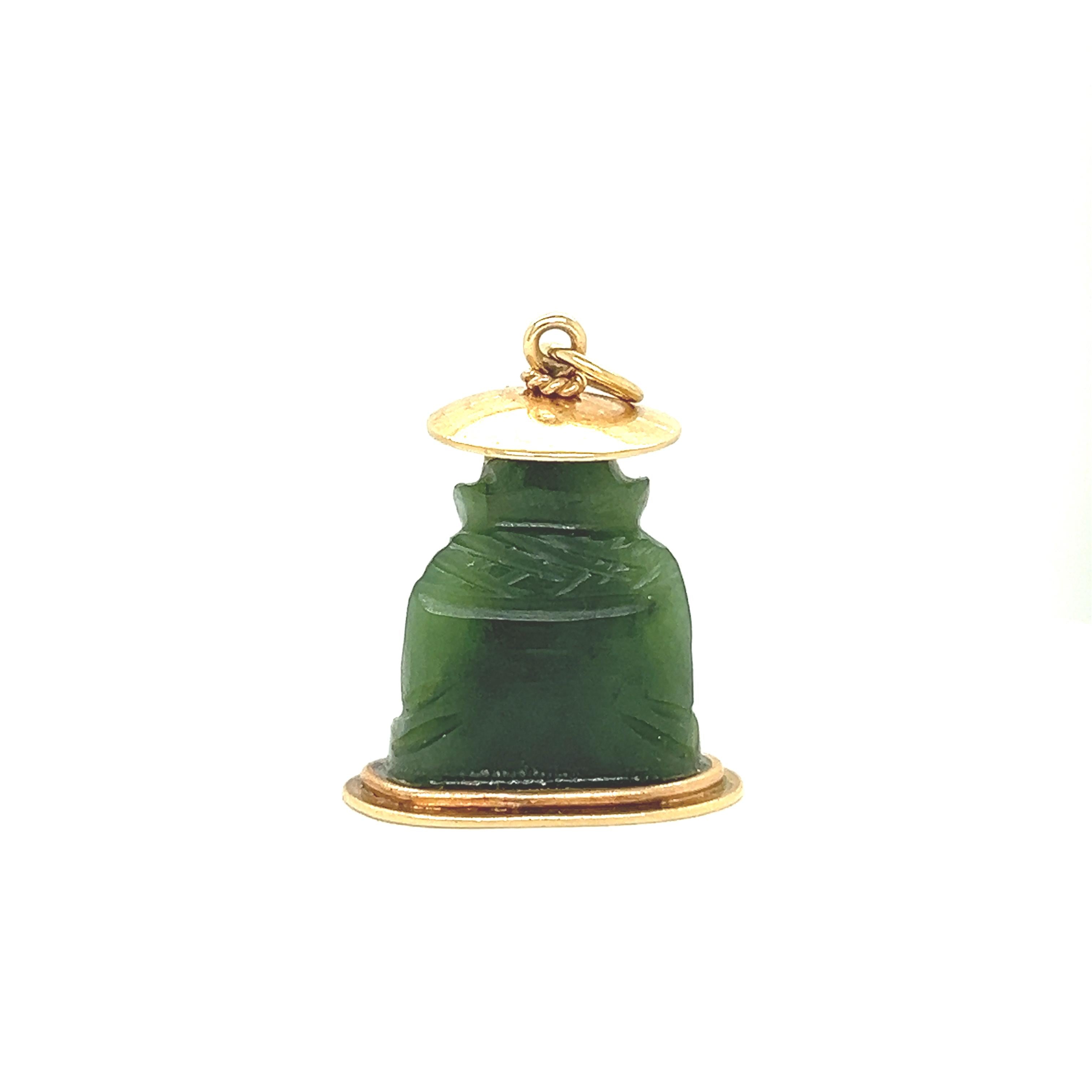 Vintage 14k Gold Jade Buddha Charm