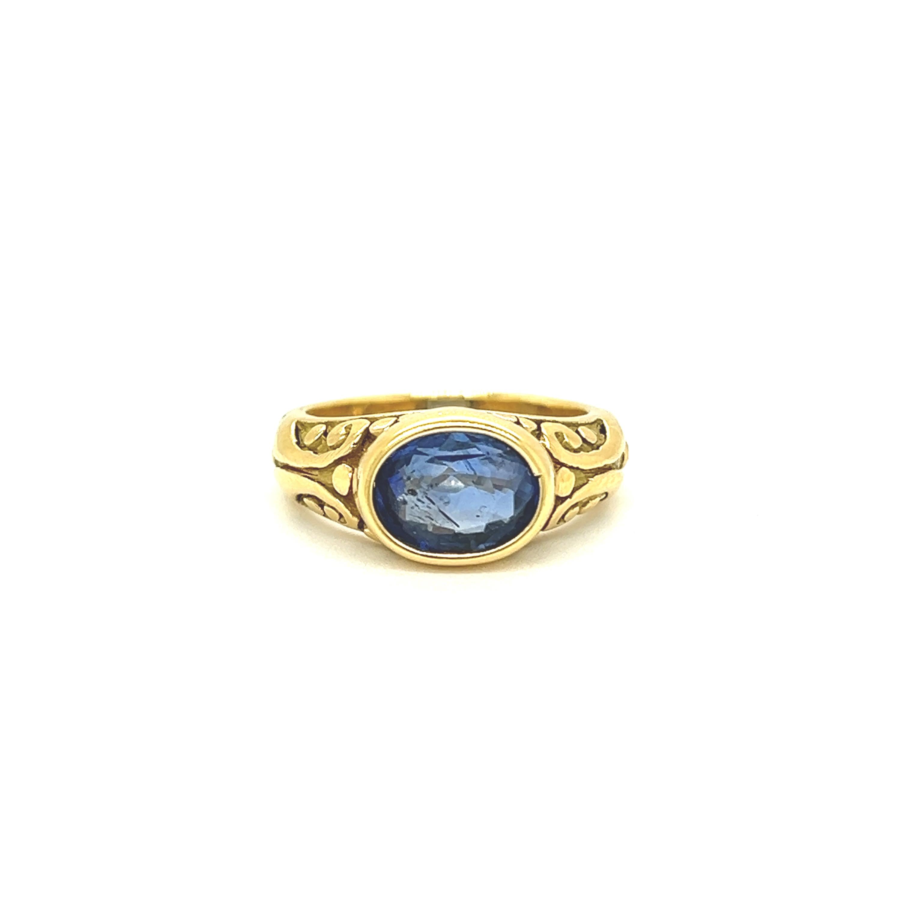 Vintage 18k Gold Blue Sapphire Ring