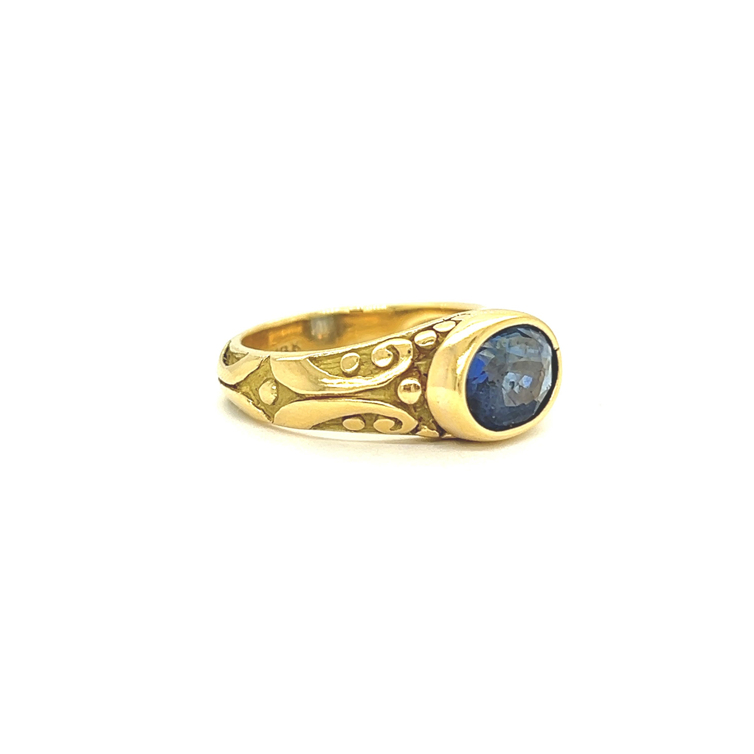 Vintage 18k Gold Blue Sapphire Ring