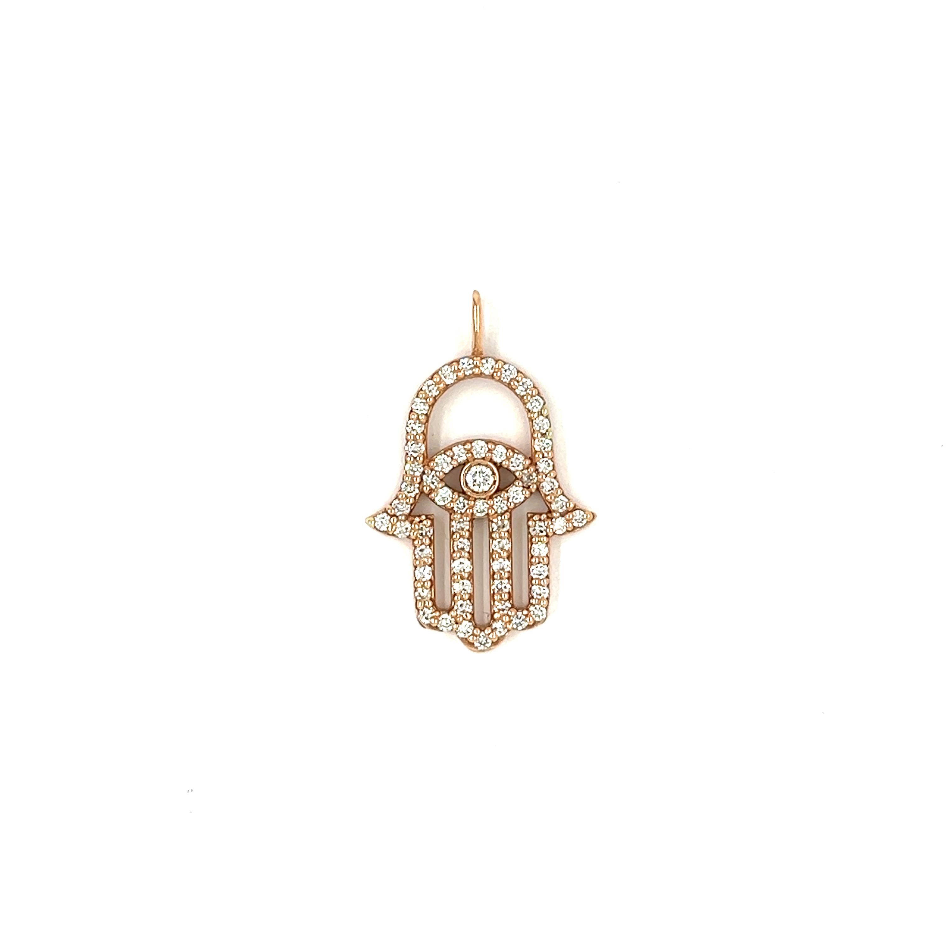 Hamsa Diamond and Rose Gold Charm