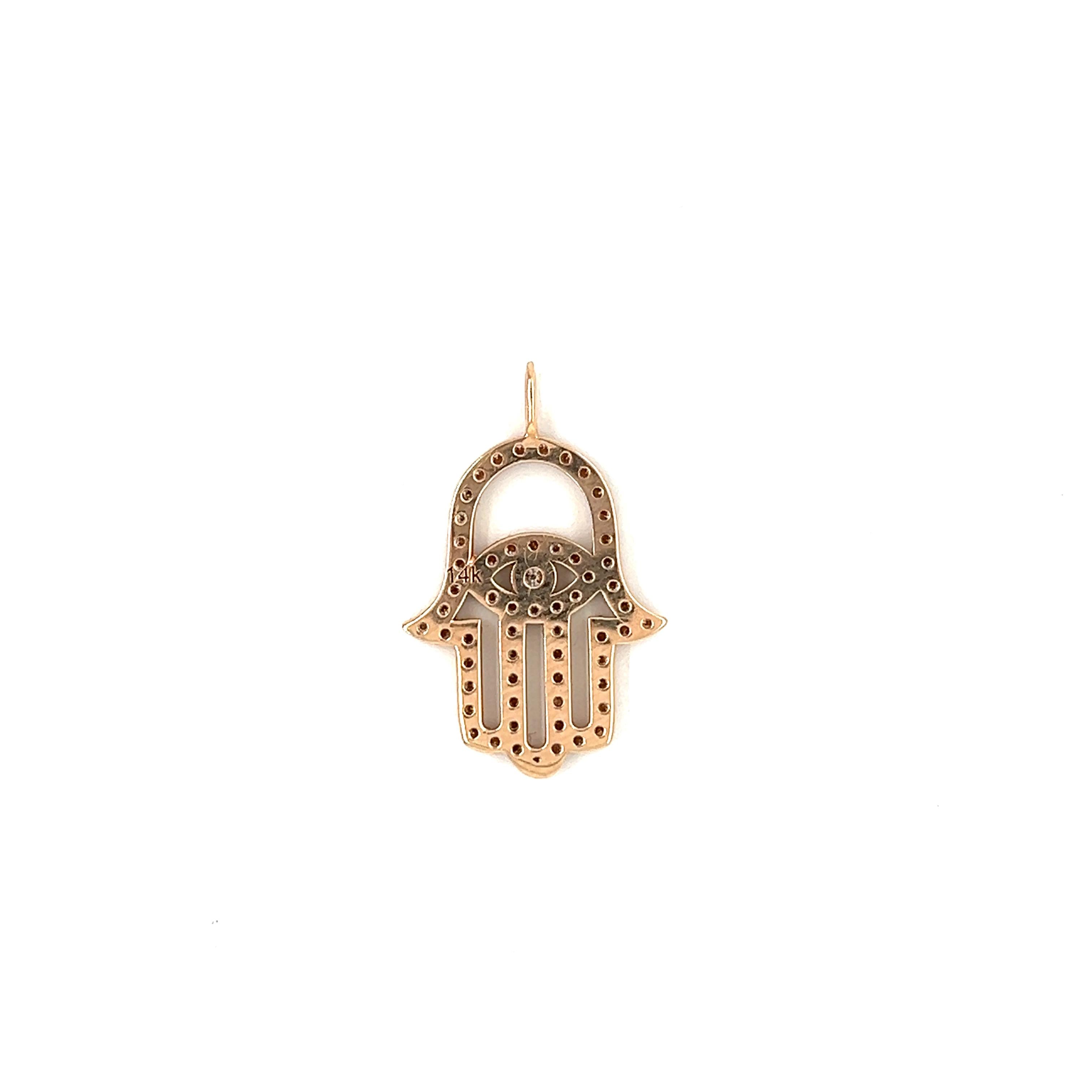 Hamsa Diamond and Rose Gold Charm