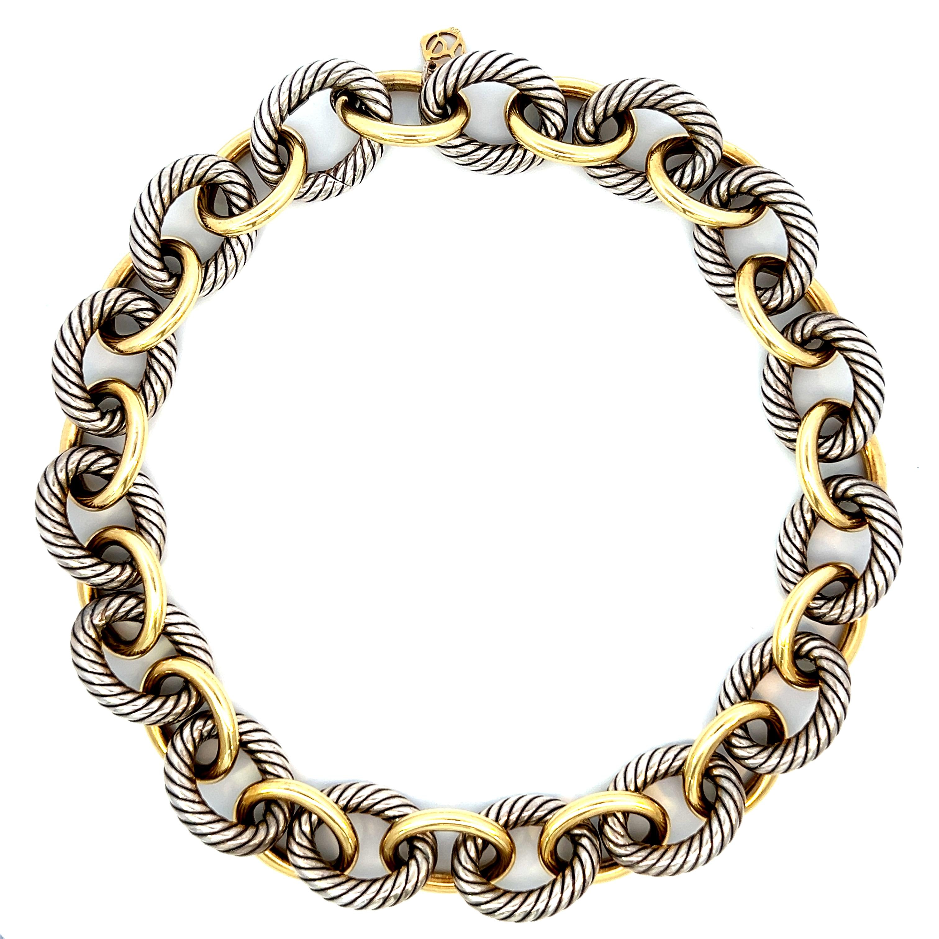 Sterling Silver and 18k Yellow Gold David Yurman Large Oval Link Chain