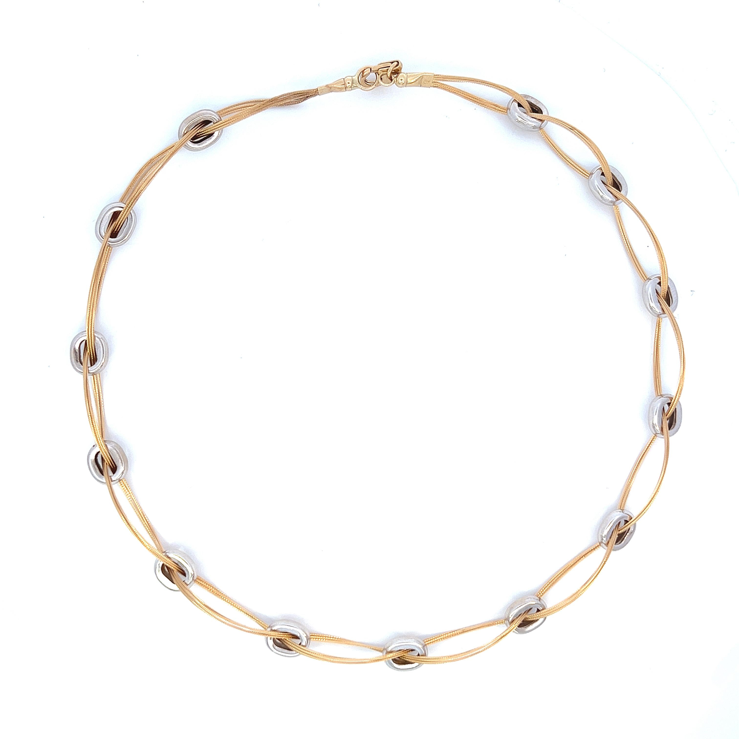 Vintage 14k White and Yellow Gold Choker Necklace