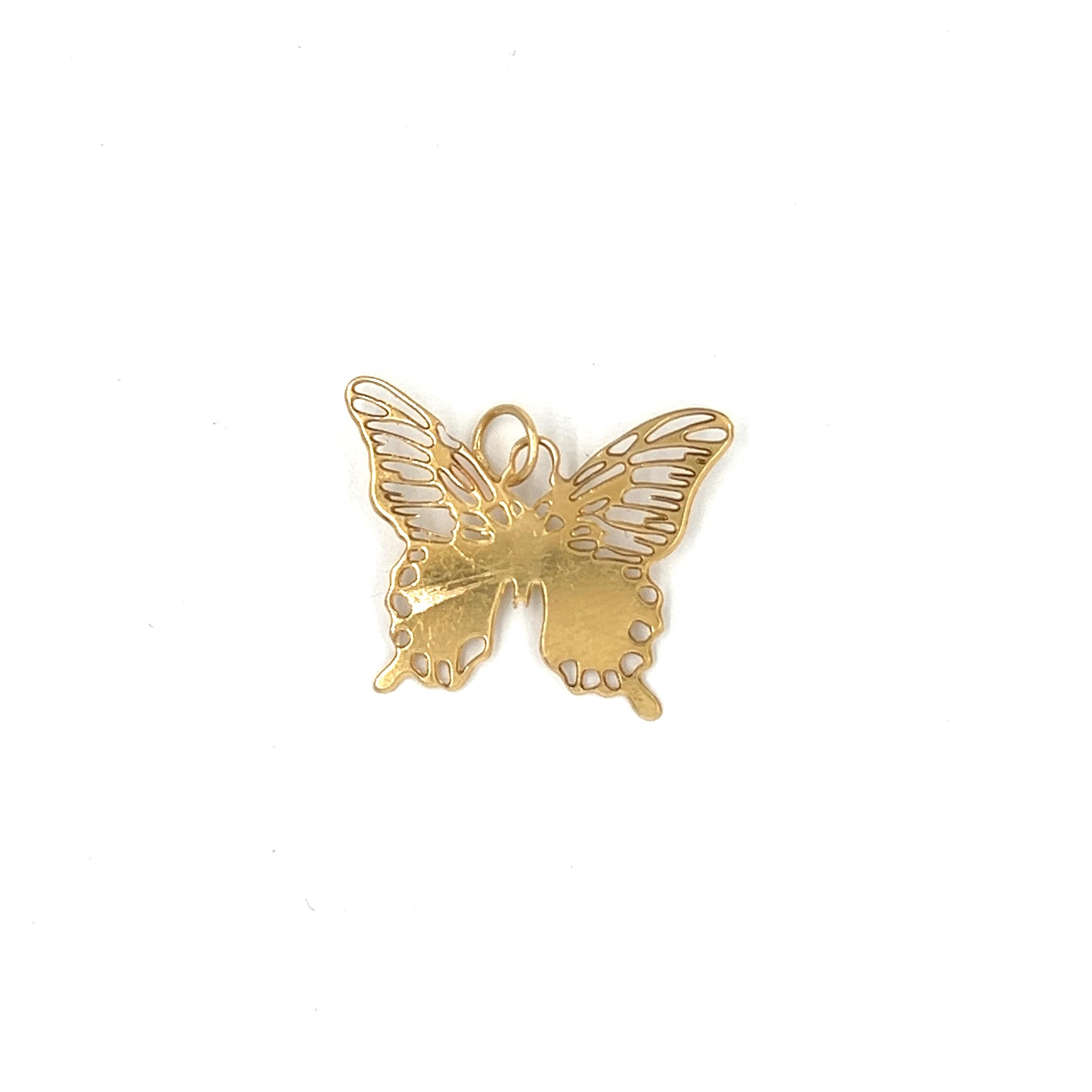 Vintage 14K Gold Diamond Butterfly Charm