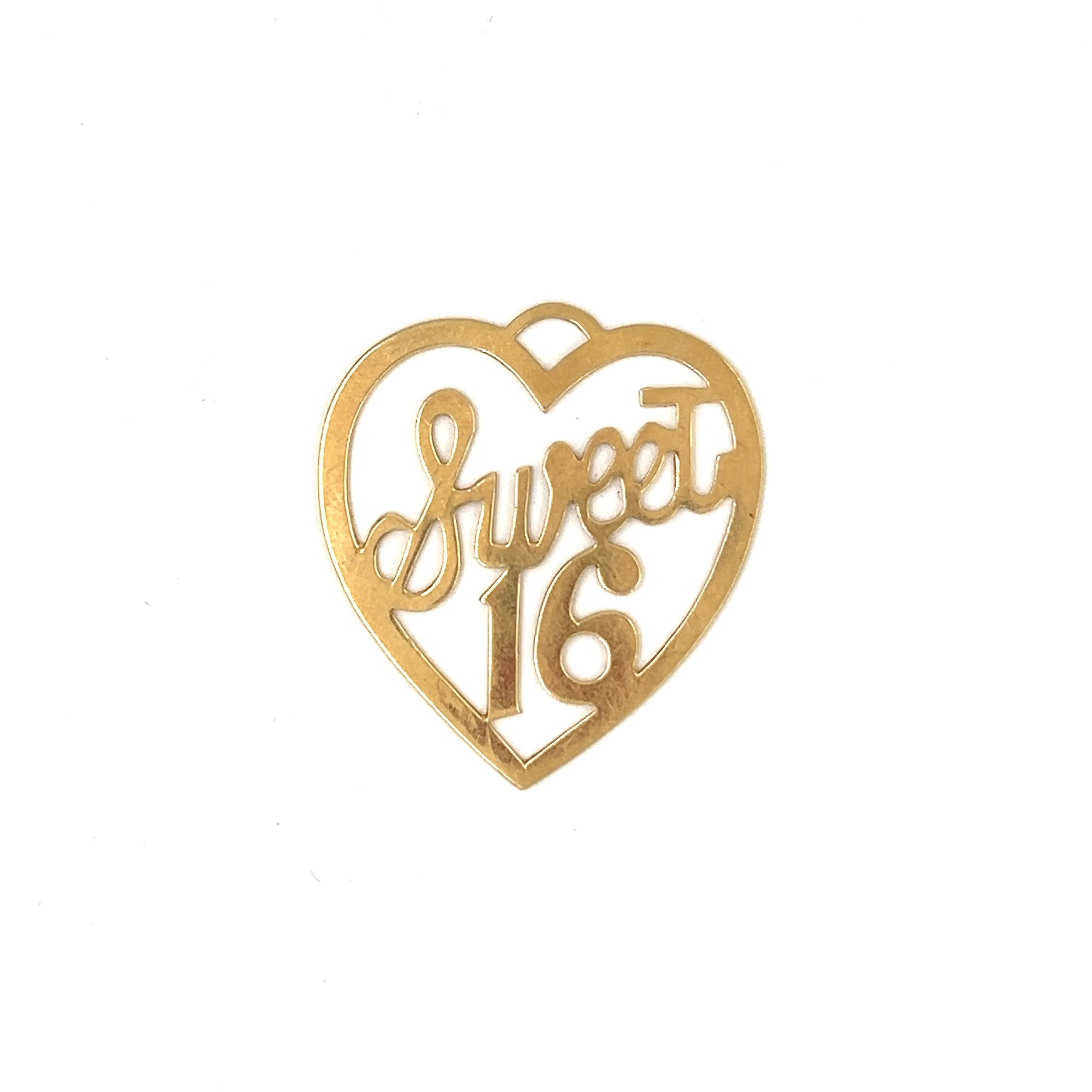 Vintage 14K Gold Sweet 16 Heart Pendant