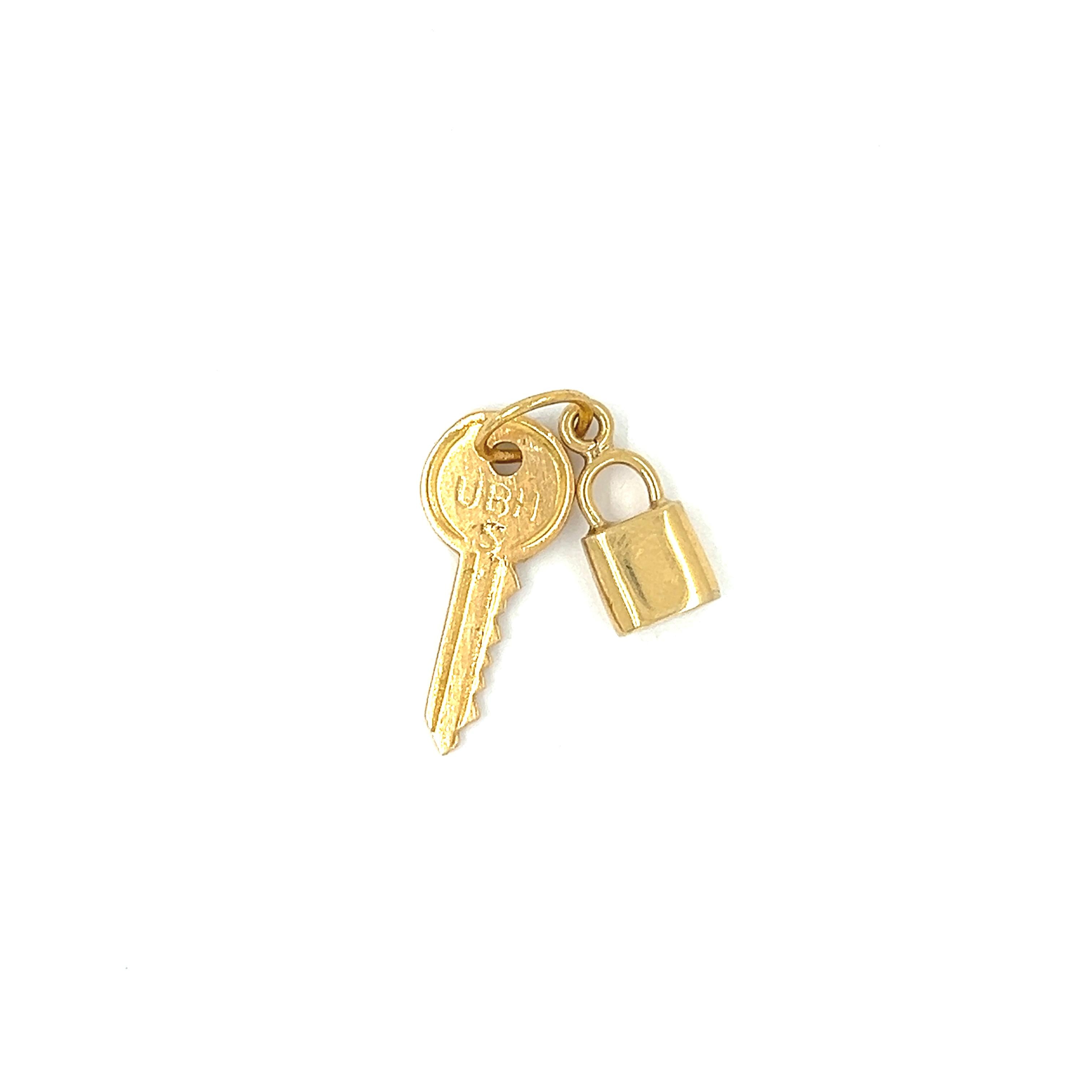 Vintage 14k Gold Lock and Key Charm