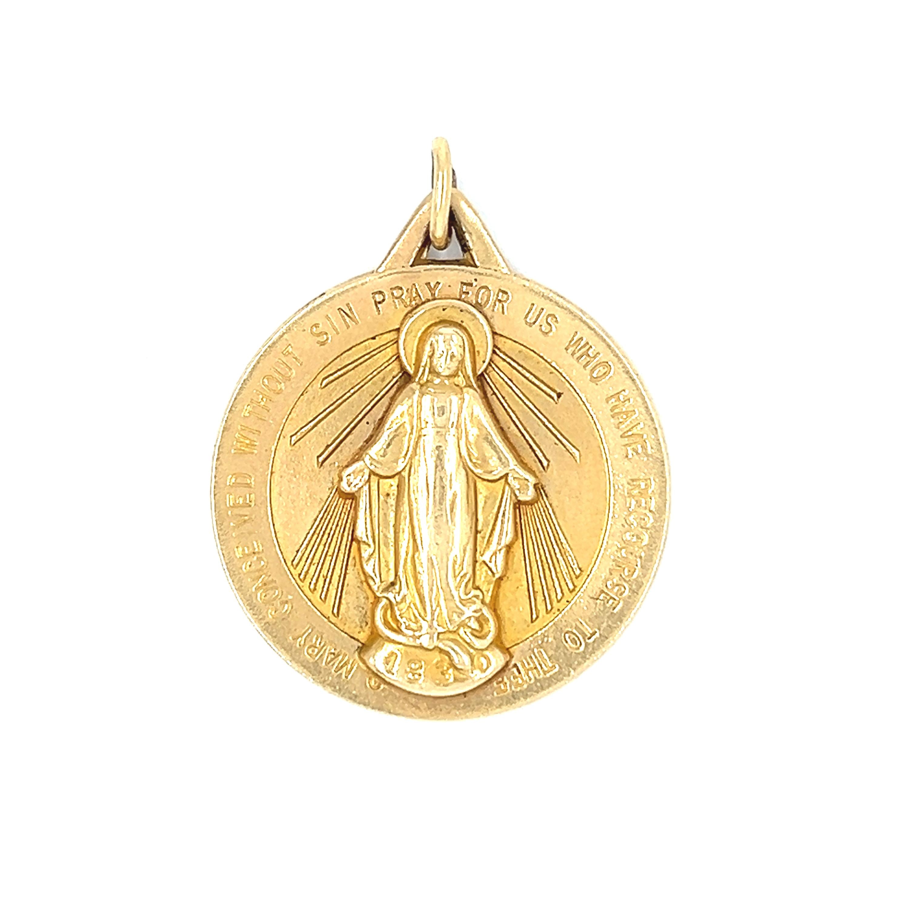 Vintage 14k Gold Miraculous Medal Charm