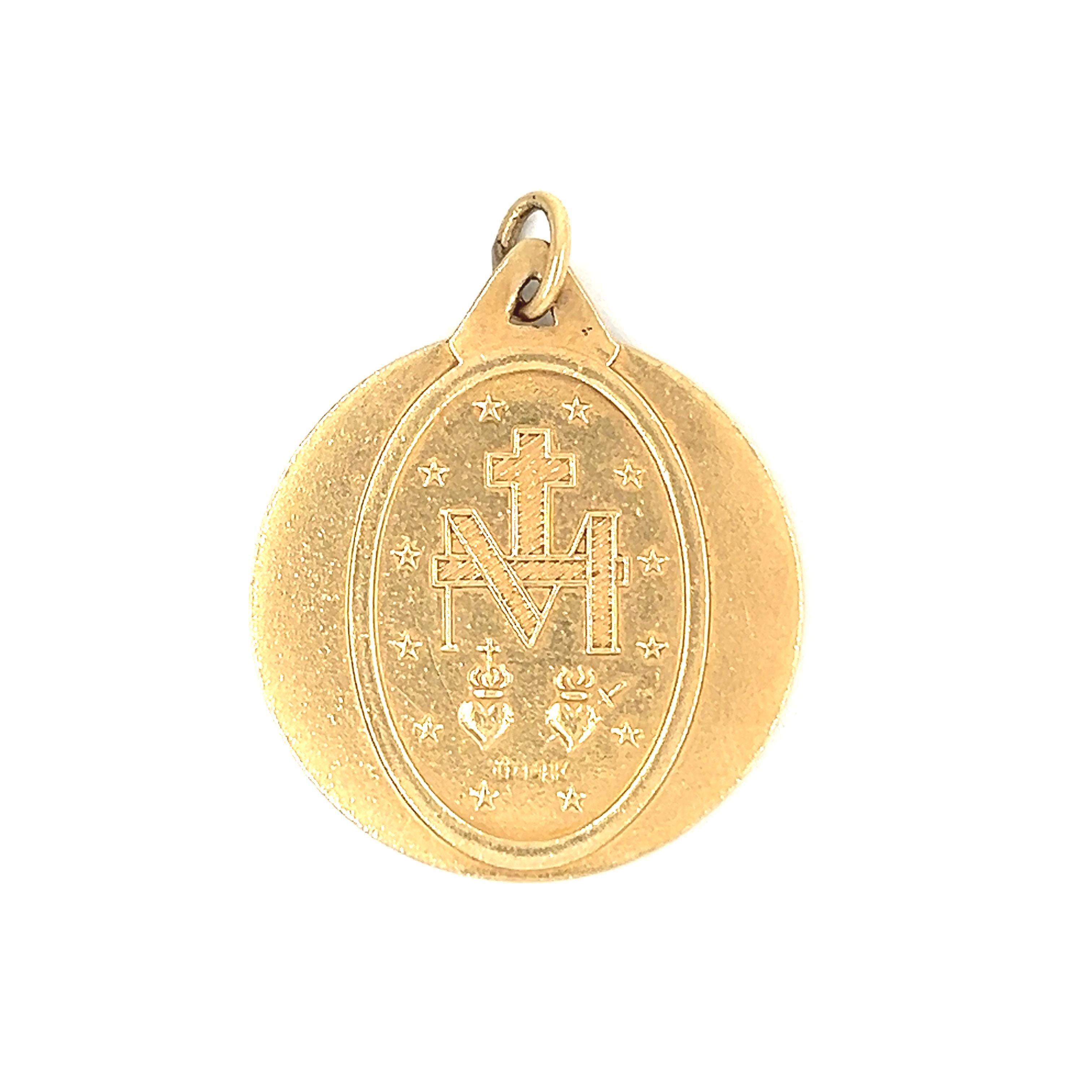 Vintage 14k Gold Miraculous Medal Charm