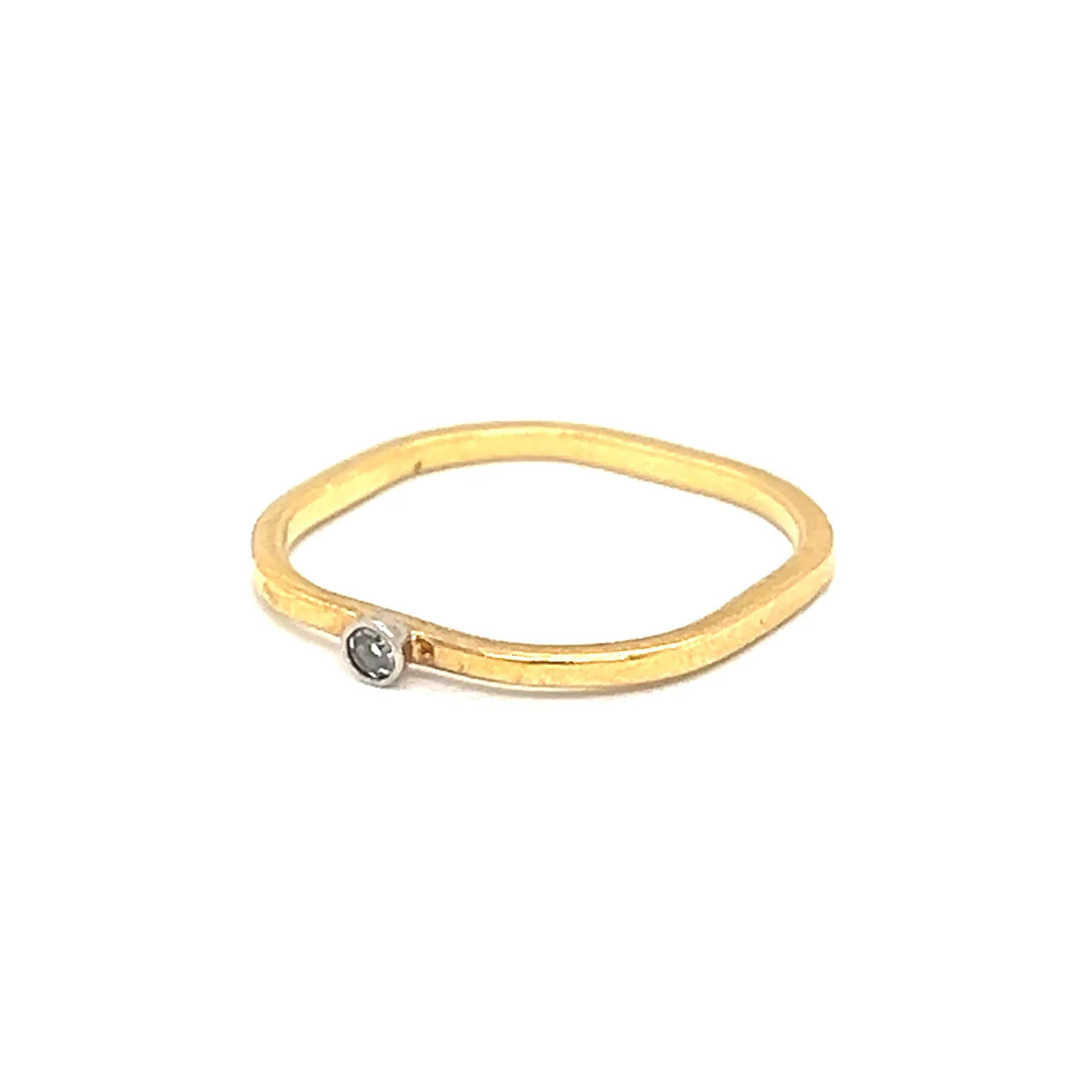 14k Yellow Gold Vintage Double Stacking Diamond and Emerald Square Rings