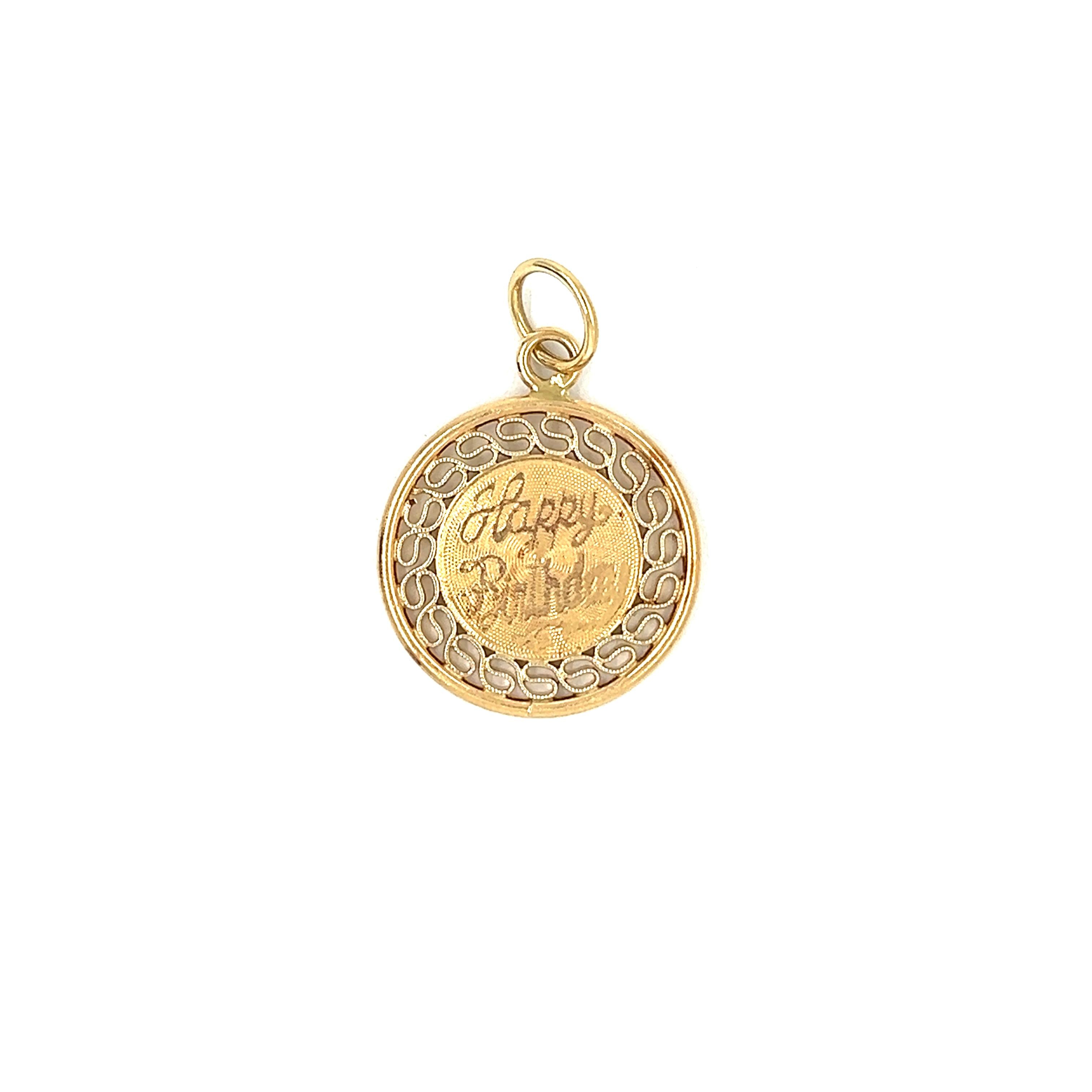 Vintage "Happy Birthday" 14k Gold Charm