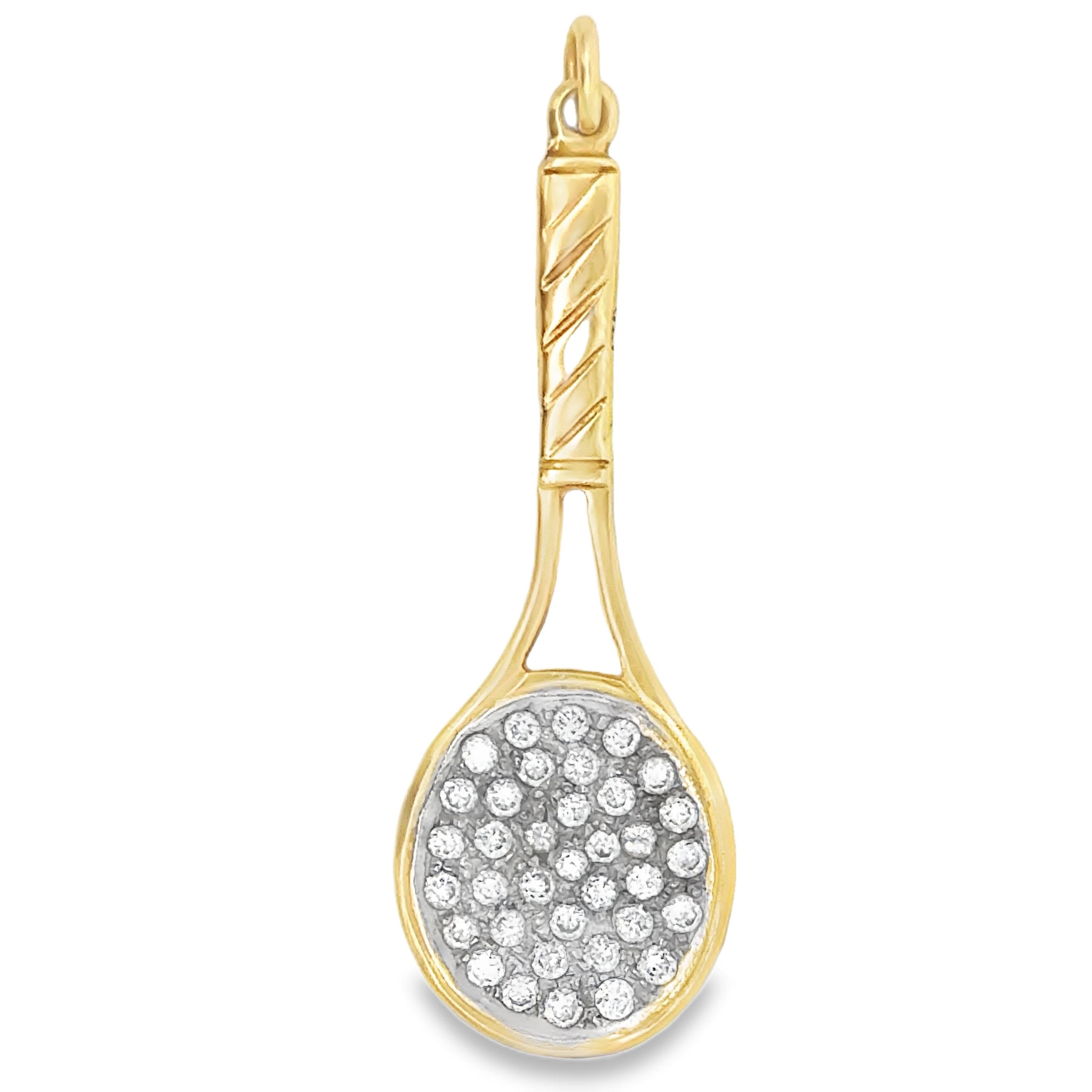 Vintage 14k Gold Diamond Tennis Racket Charm