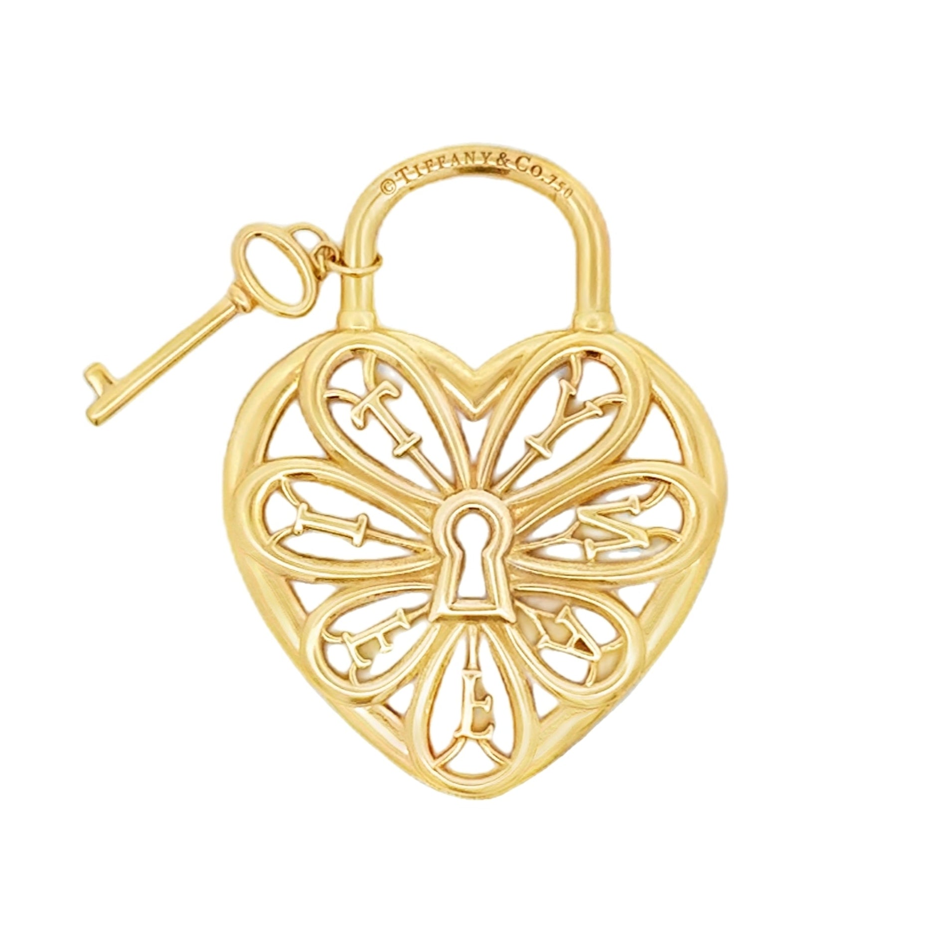 18k Yellow Gold Tiffany and Co Heart Key Charm