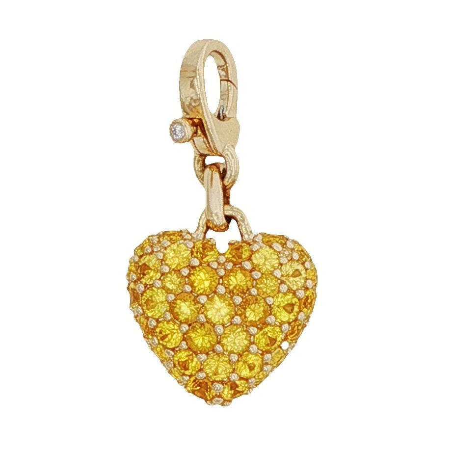 14k Yellow Gold Gemstone Puffy Heart Charm