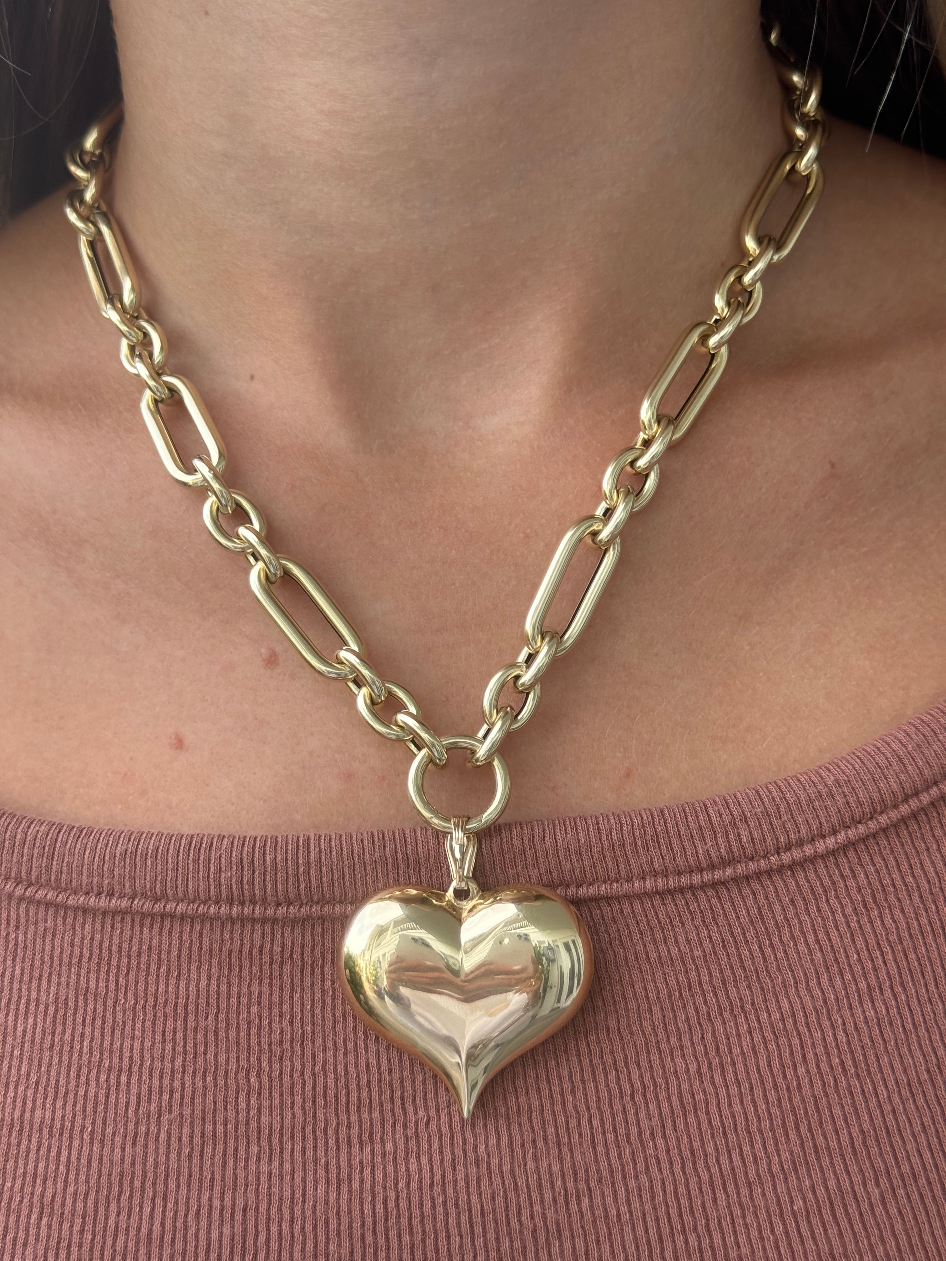 Vintage X-Large Puffy Heart 14k Gold Charm