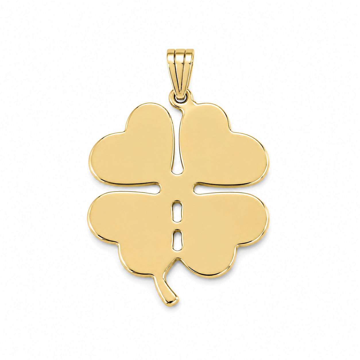 14k Yellow Gold Vintage Ribbed Bale Clover Charm
