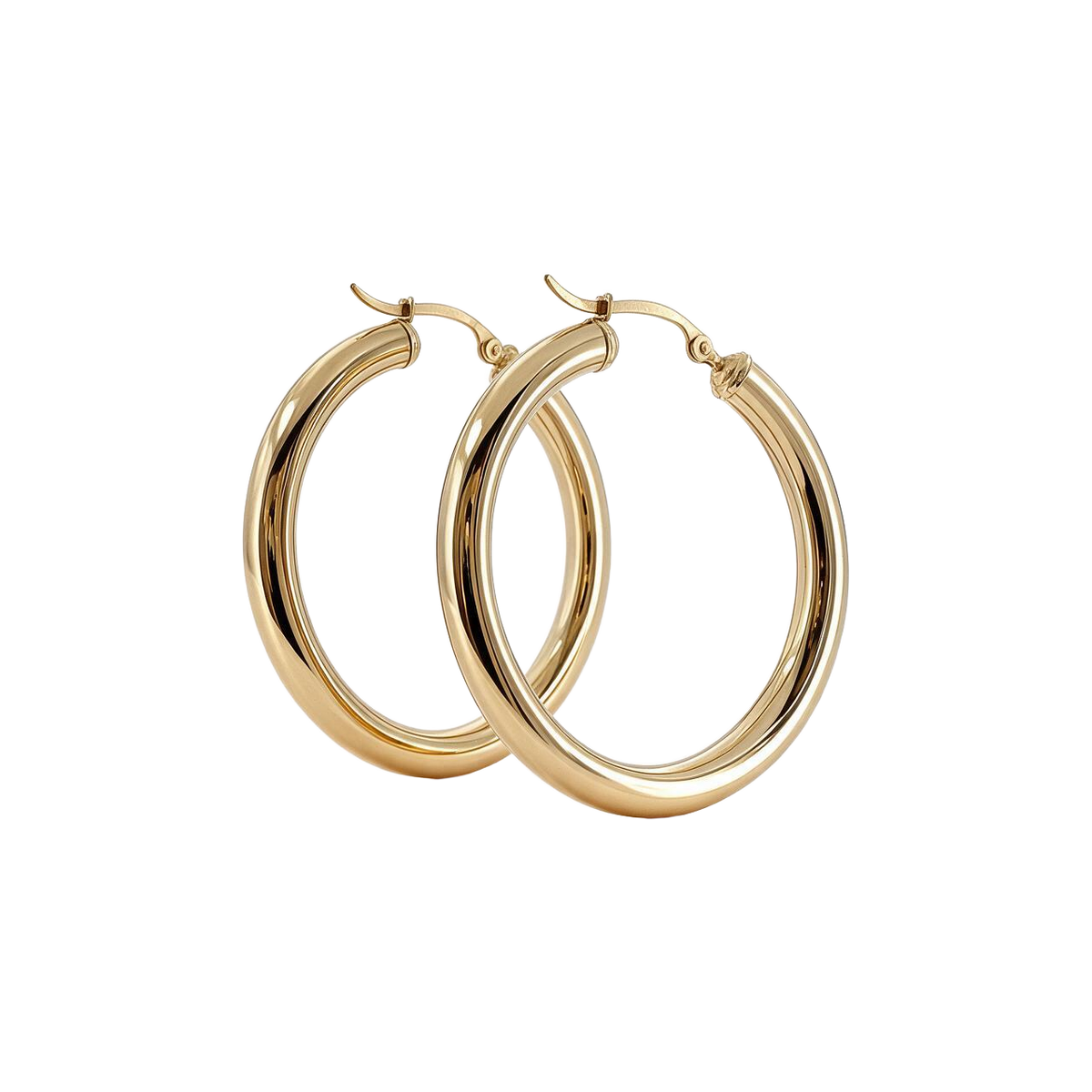 14k Yellow Gold Vintage Large Hoop Earrings
