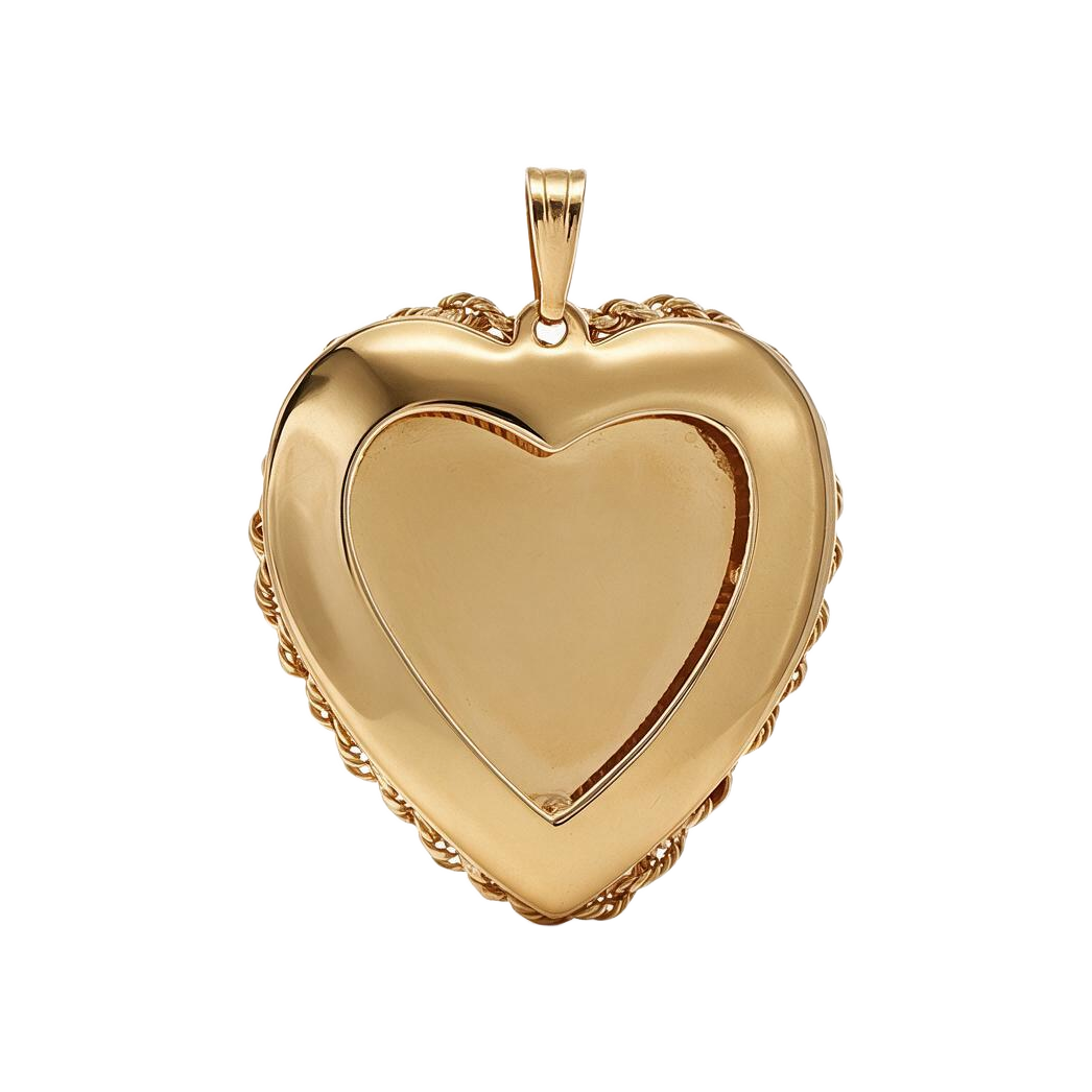 14 Karat Yellow Gold 1960s Vintage Cupid Heart Charm Pendant