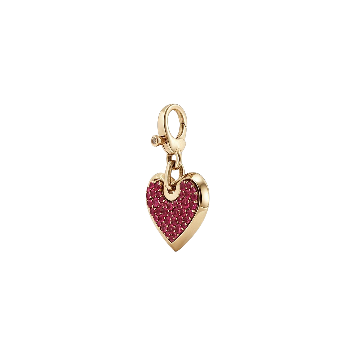 14k Yellow Gold Pink Sapphire Diamond Heart Charm