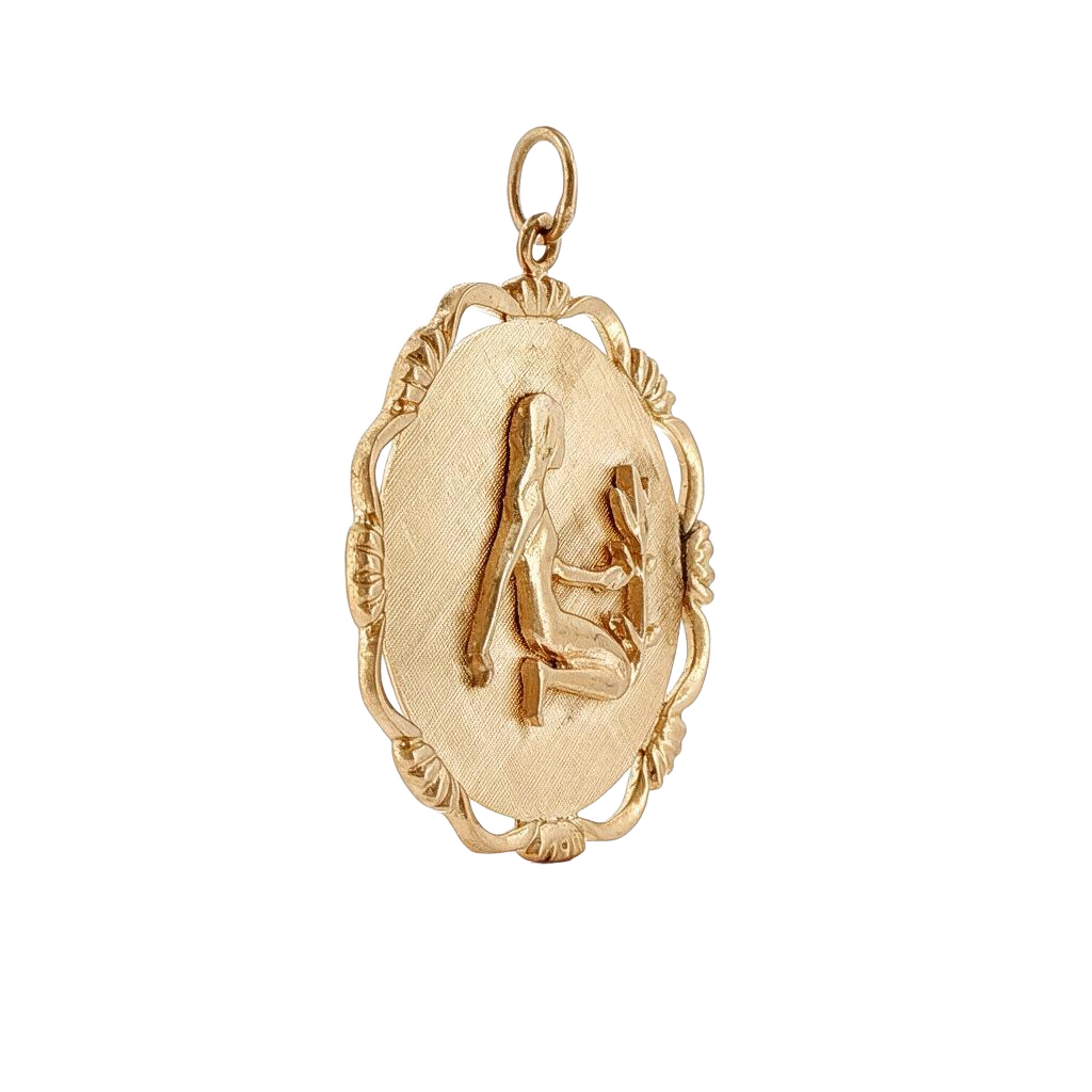 14K Yellow Gold Vintage Virgo Zodiac Charm