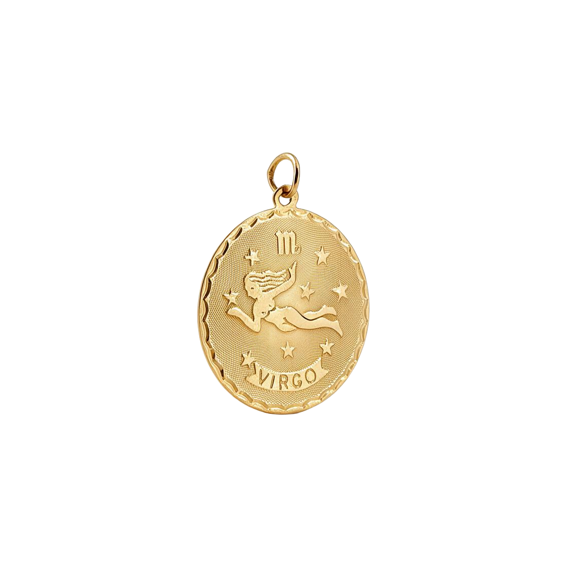14k Yellow Gold Vintage Virgo with Stars Zodiac Charm