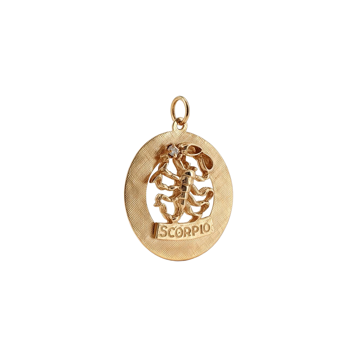 14k Yellow Gold Vintage 1970's Diamond Openwork Scorpio Charm Pendant