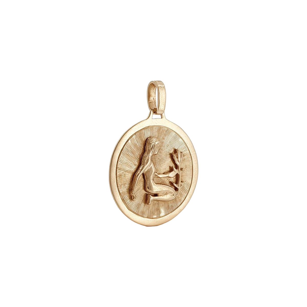 14k Yellow Gold Vintage Virgo with Flower Zodiac Charm