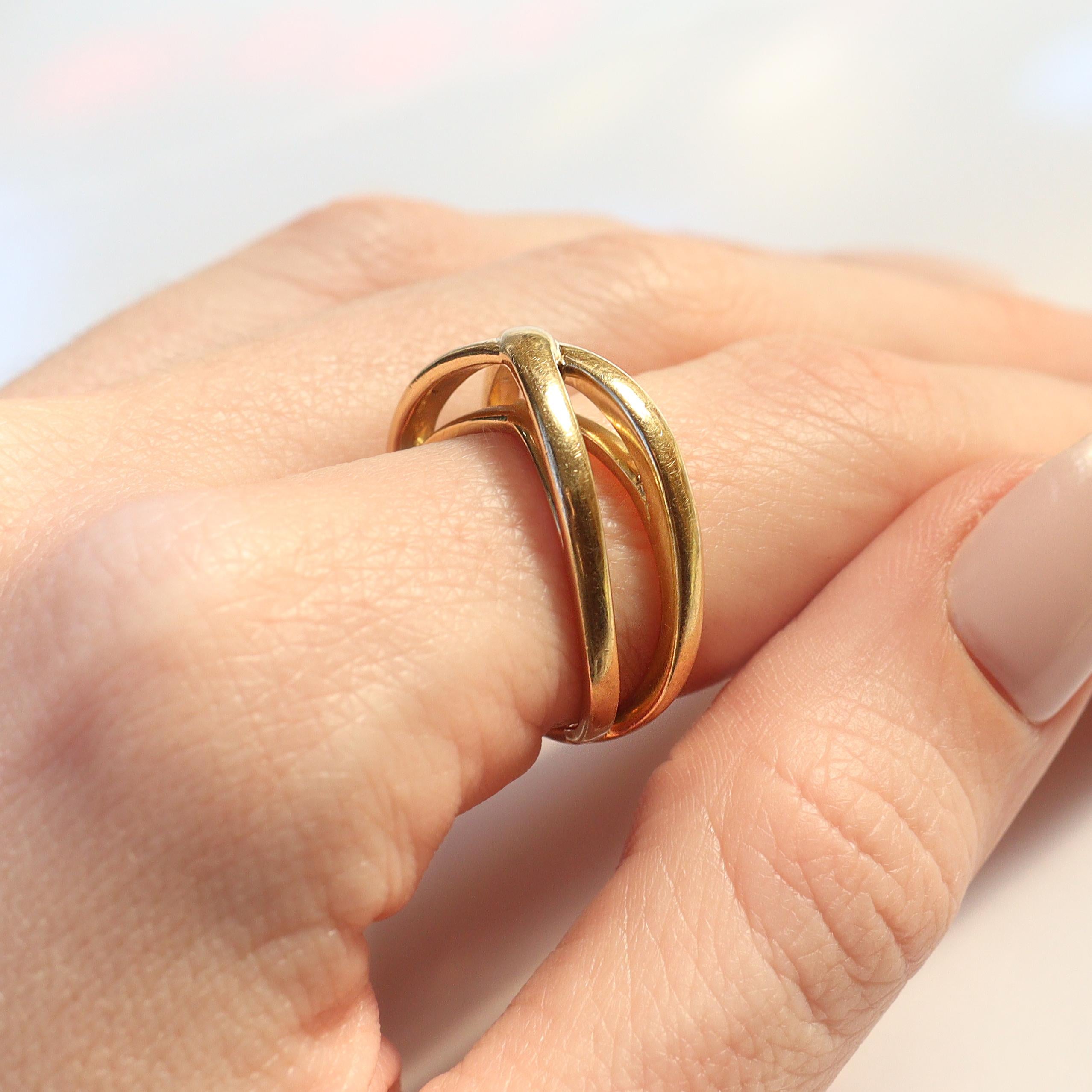 Vintage Double-Tier Hoop 18k Gold Ring