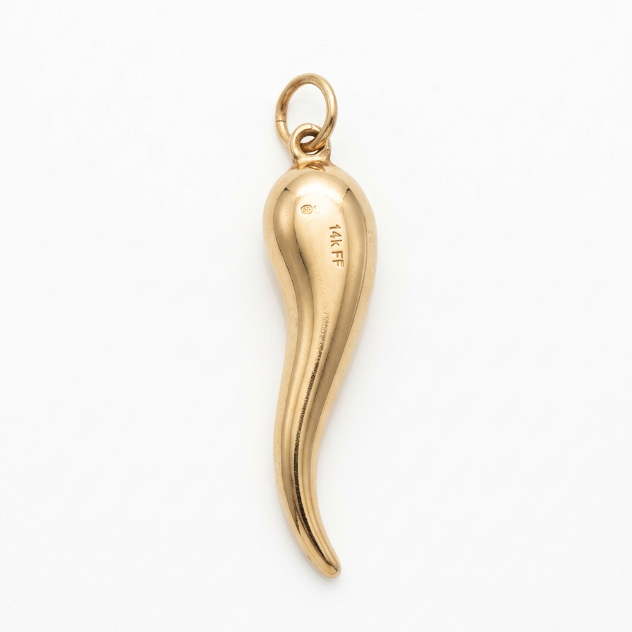 14k Yellow Gold Italian Horn charm