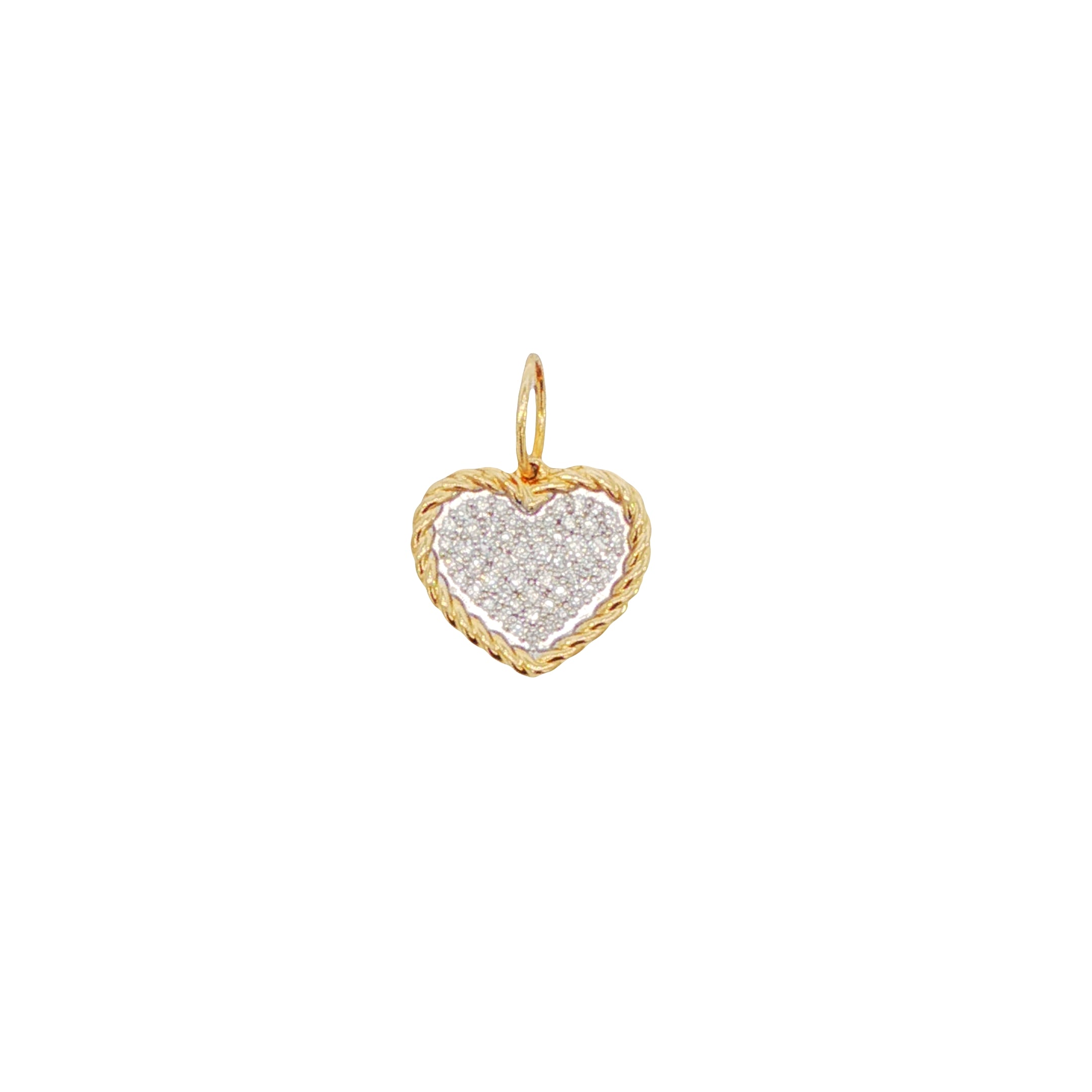 14k Yellow Gold Diamond Heart Charm