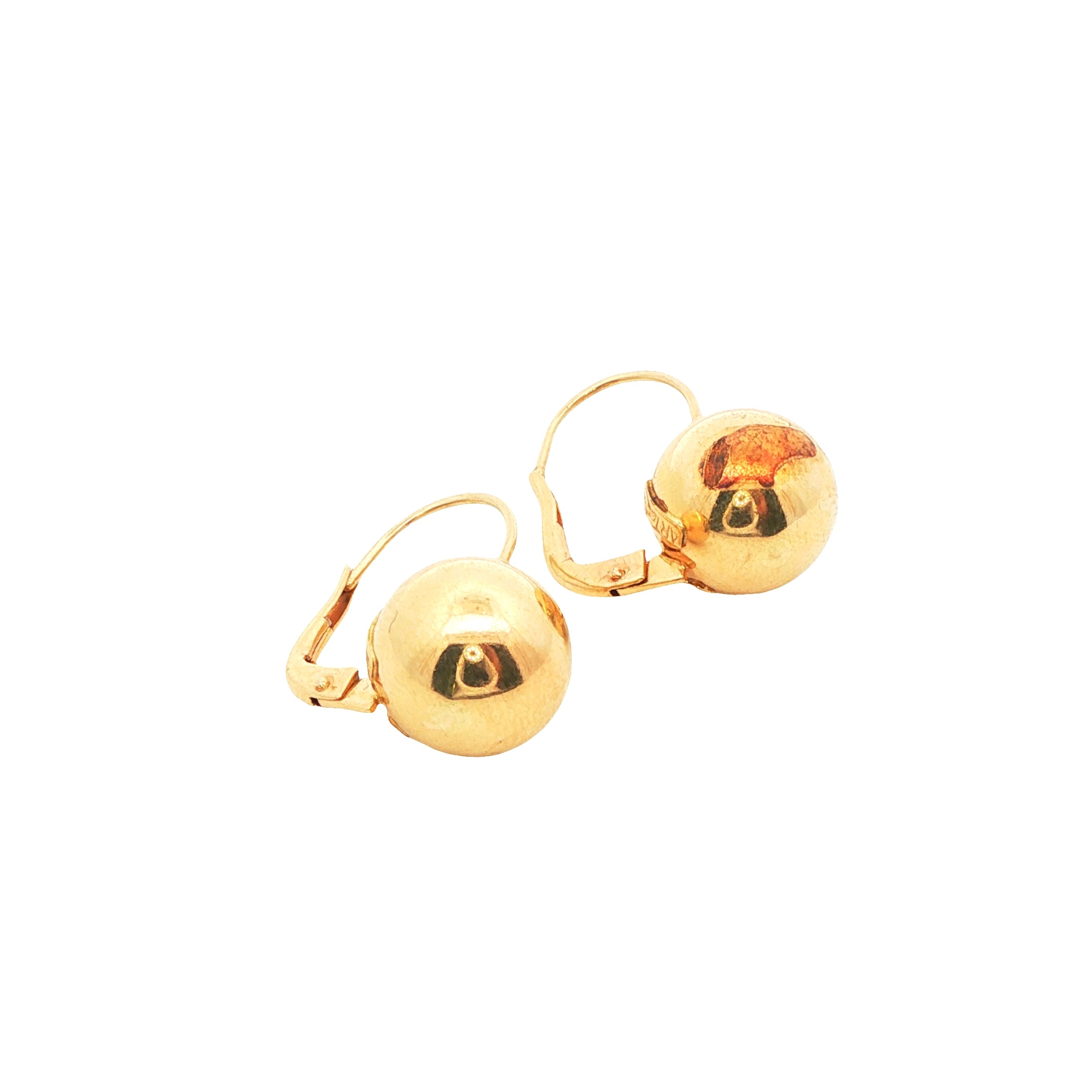 14k Yellow Gold Vintage Ball Hoop Earrings