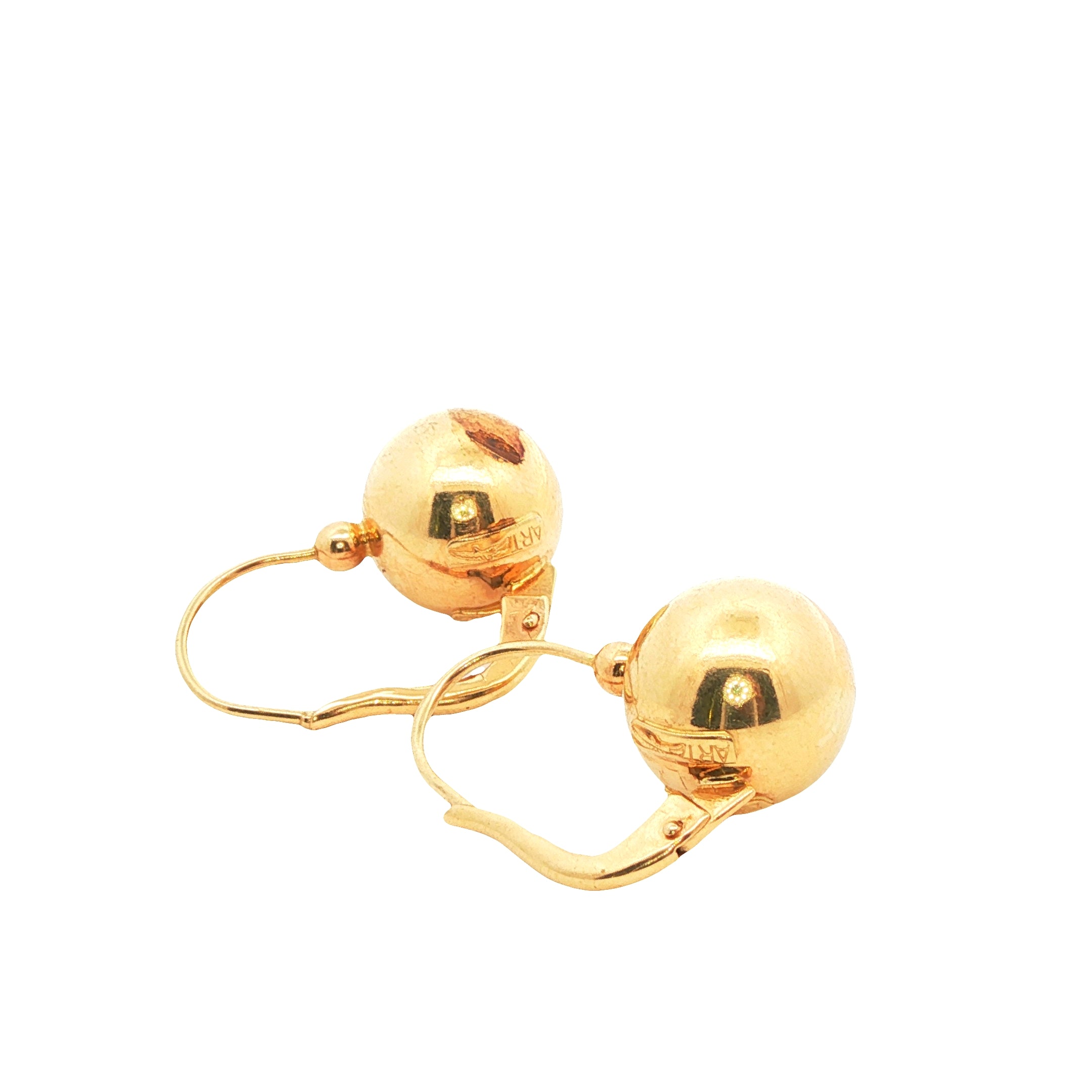 14k Yellow Gold Vintage Ball Hoop Earrings