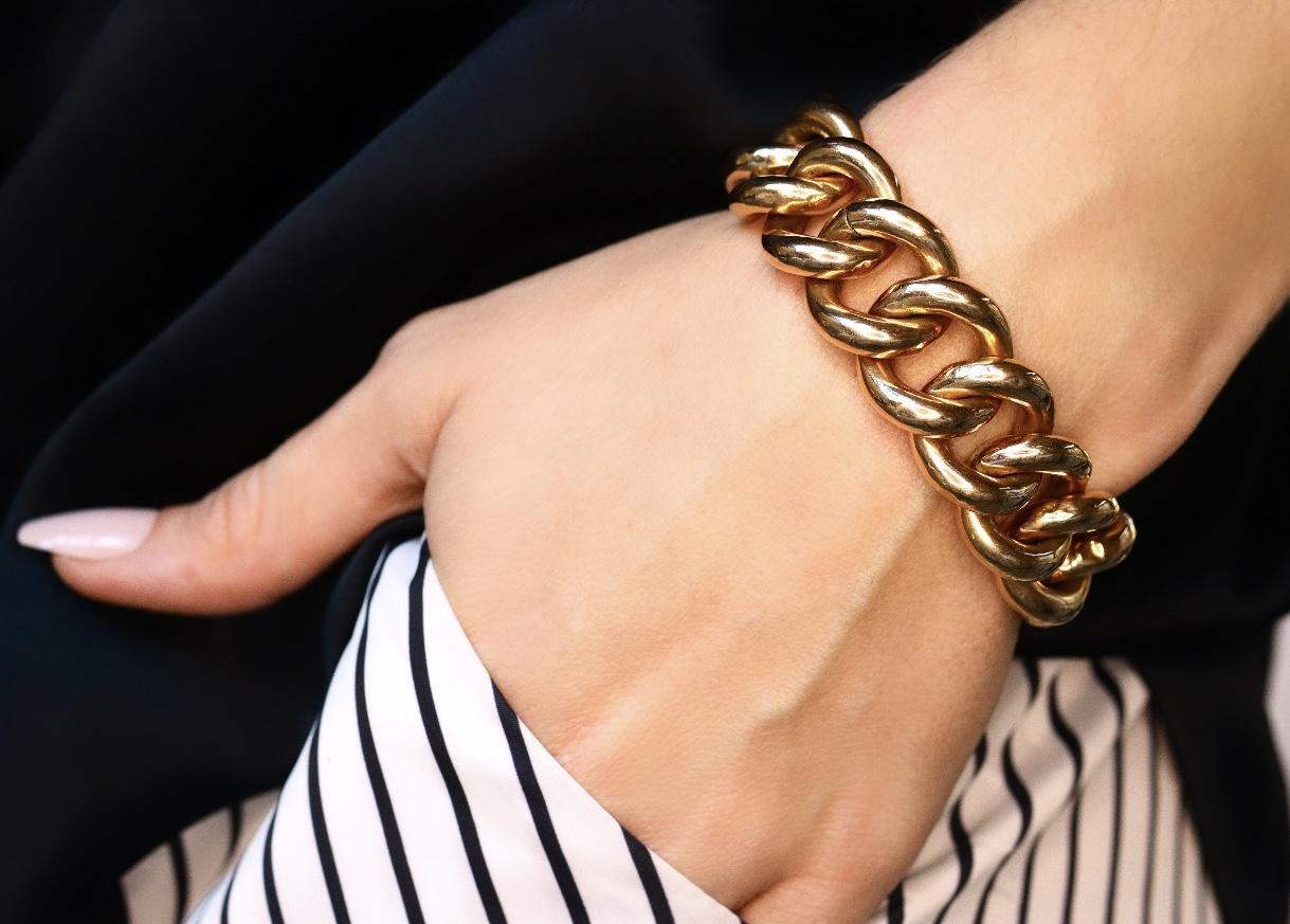 Vintage 18K Rose Gold Curb Chain Bracelet