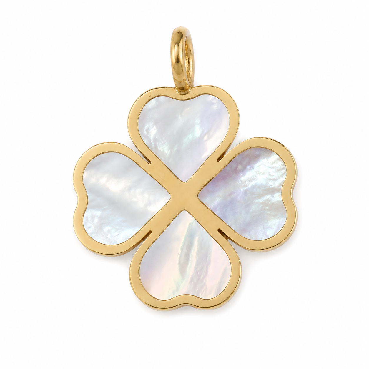 14k Yellow Gold Mother of Pearl Clover Charm