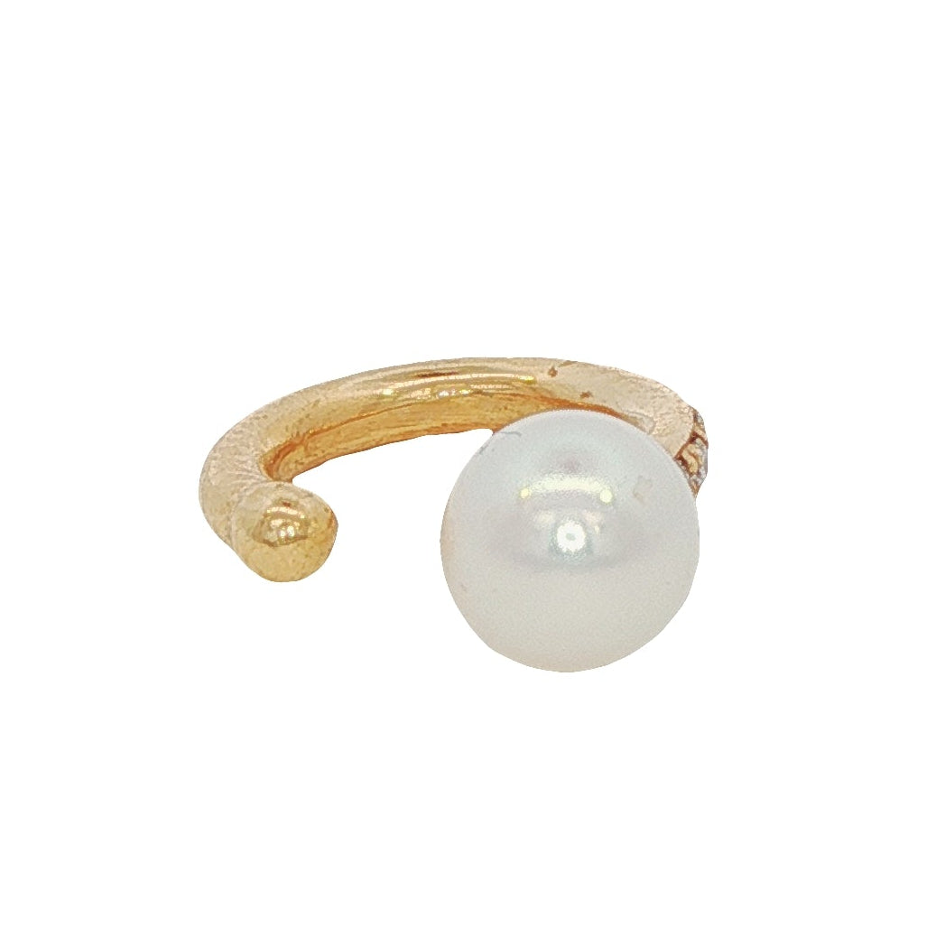 14k Gold Pearl Ear Cuff