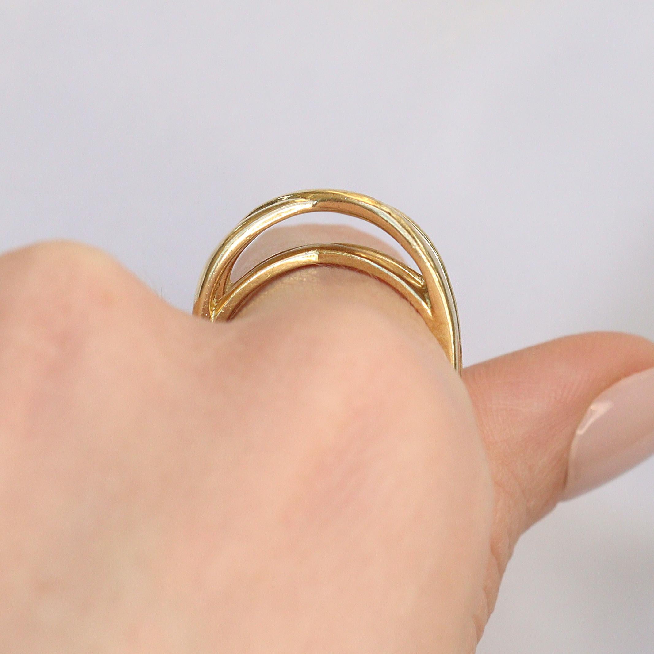 Vintage Double-Tier Hoop 18k Gold Ring