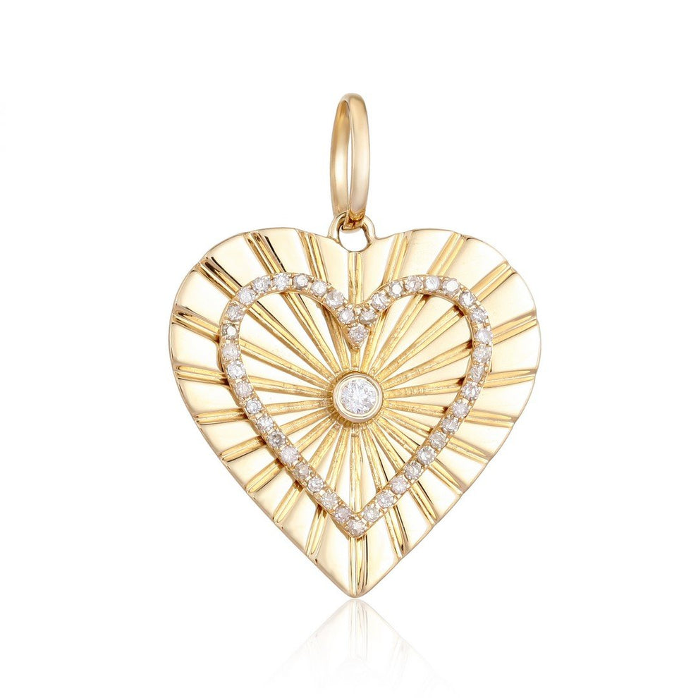 Diamond Heart 14k Gold Charm