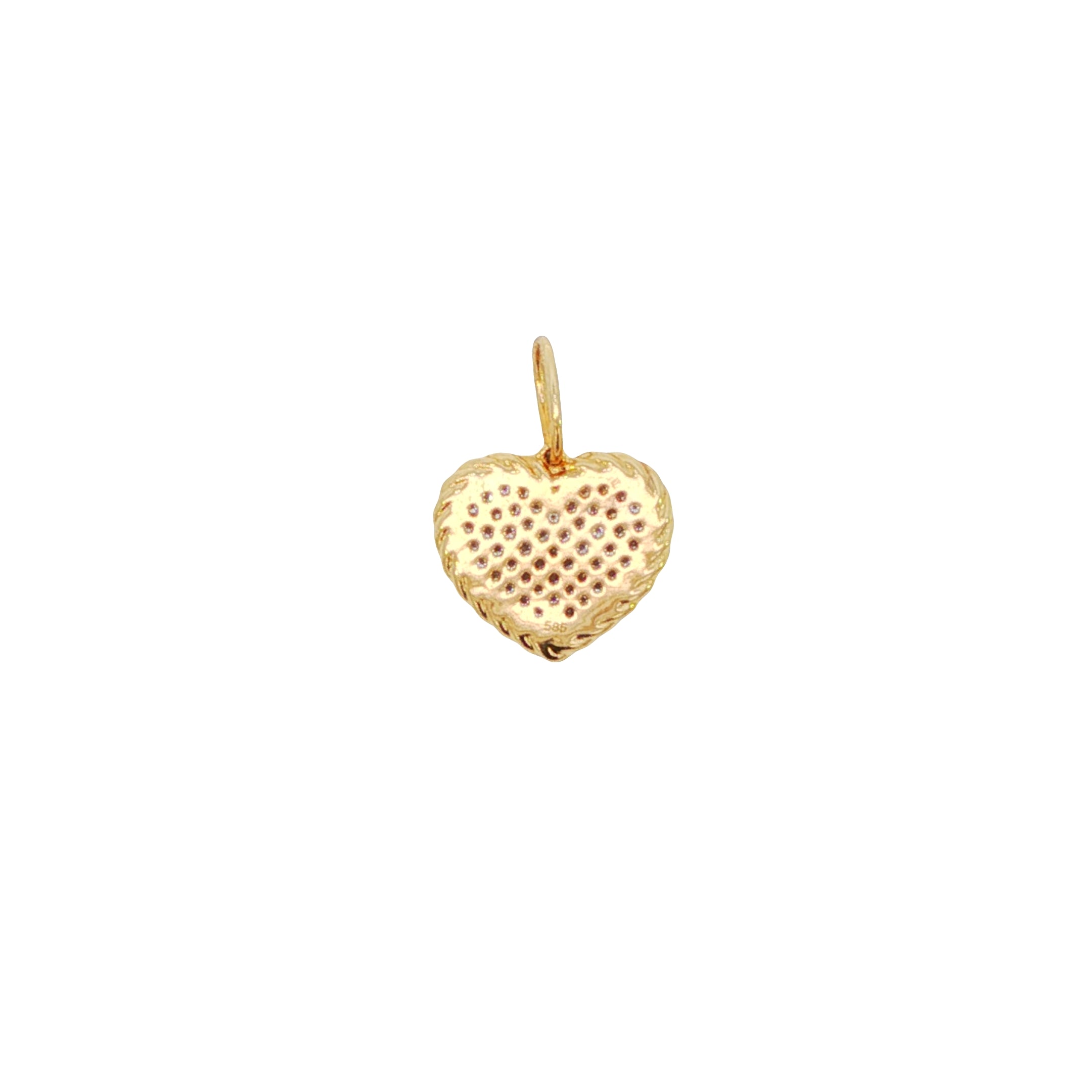 14k Yellow Gold Diamond Heart Charm