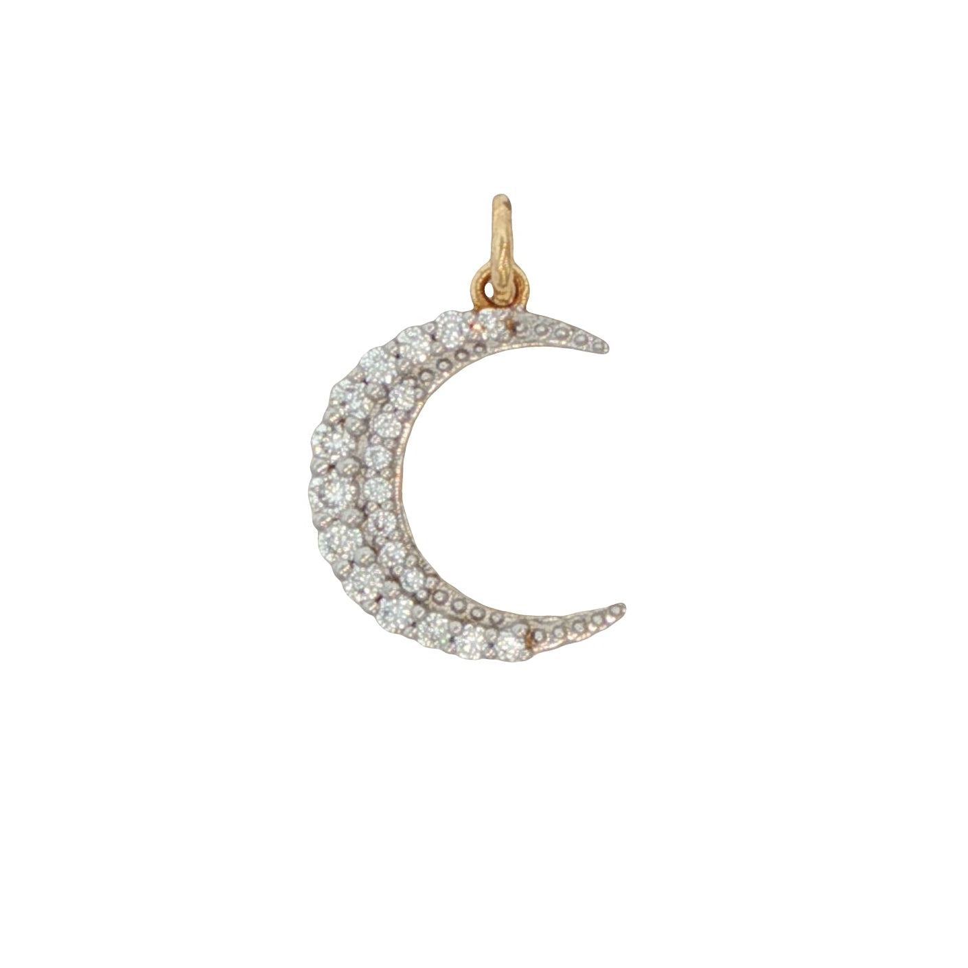 14k Yellow Gold Diamond Moon Charm