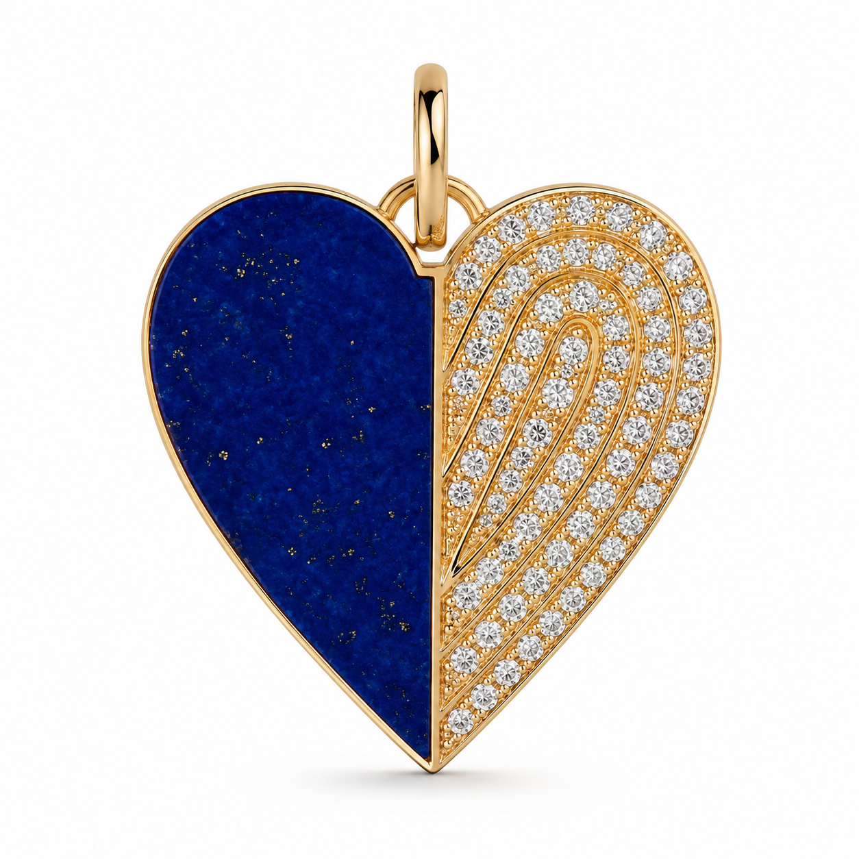 14k Yellow Gold Lapis and Diamond Heart Charm