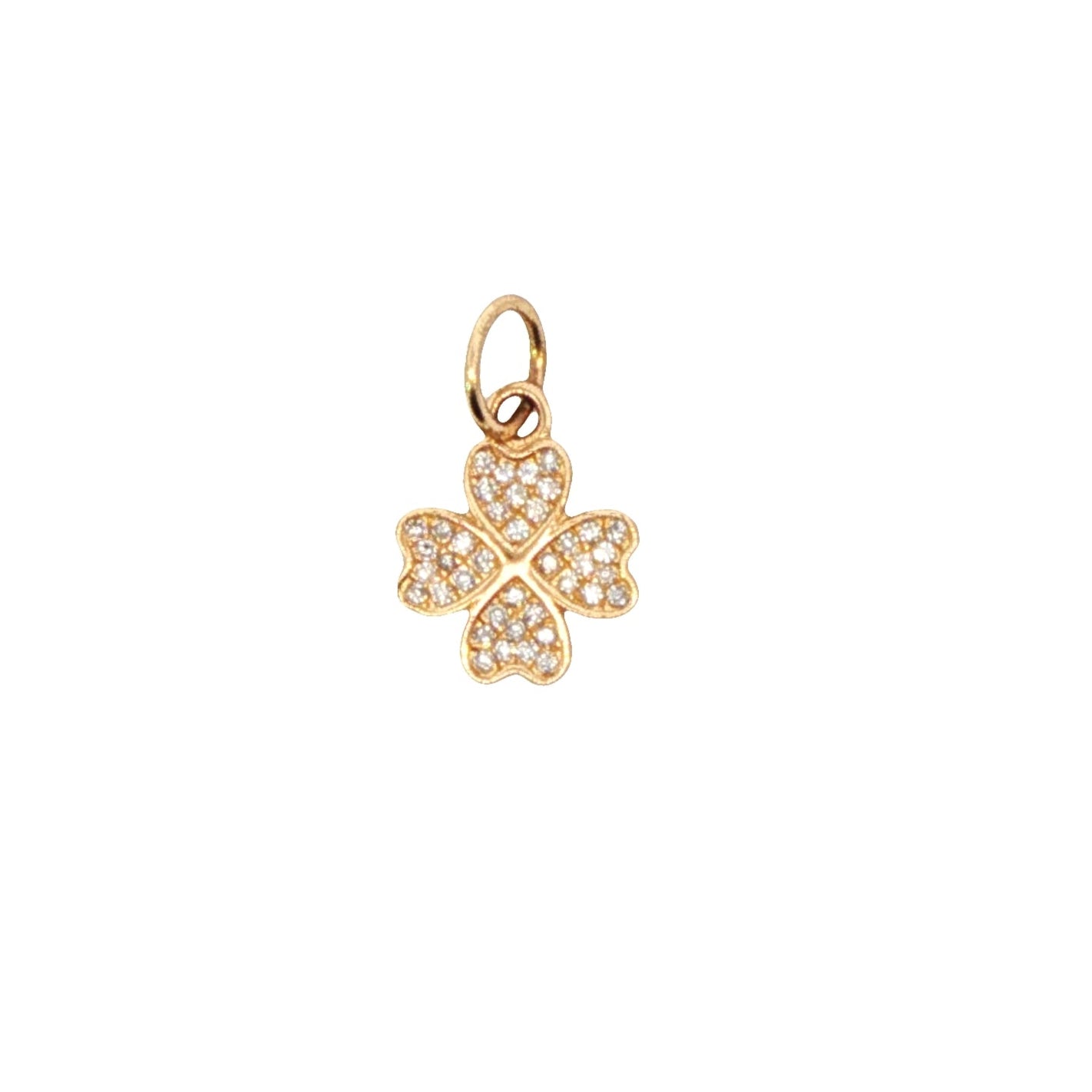 14k Yellow Gold Diamond Clover Charm